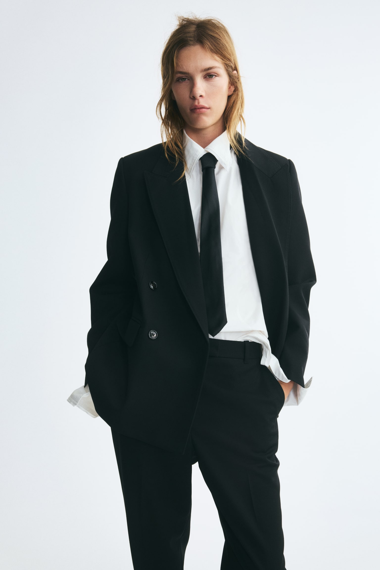 Женские брюки H&M Wool-Blend Dress Pants, цвет: Чёрный — фото 4