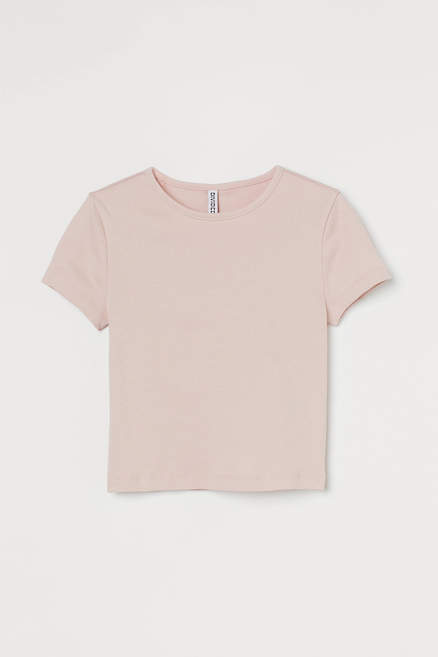 Ribbed cropped top - Powder pink/Light purple/Beige/White