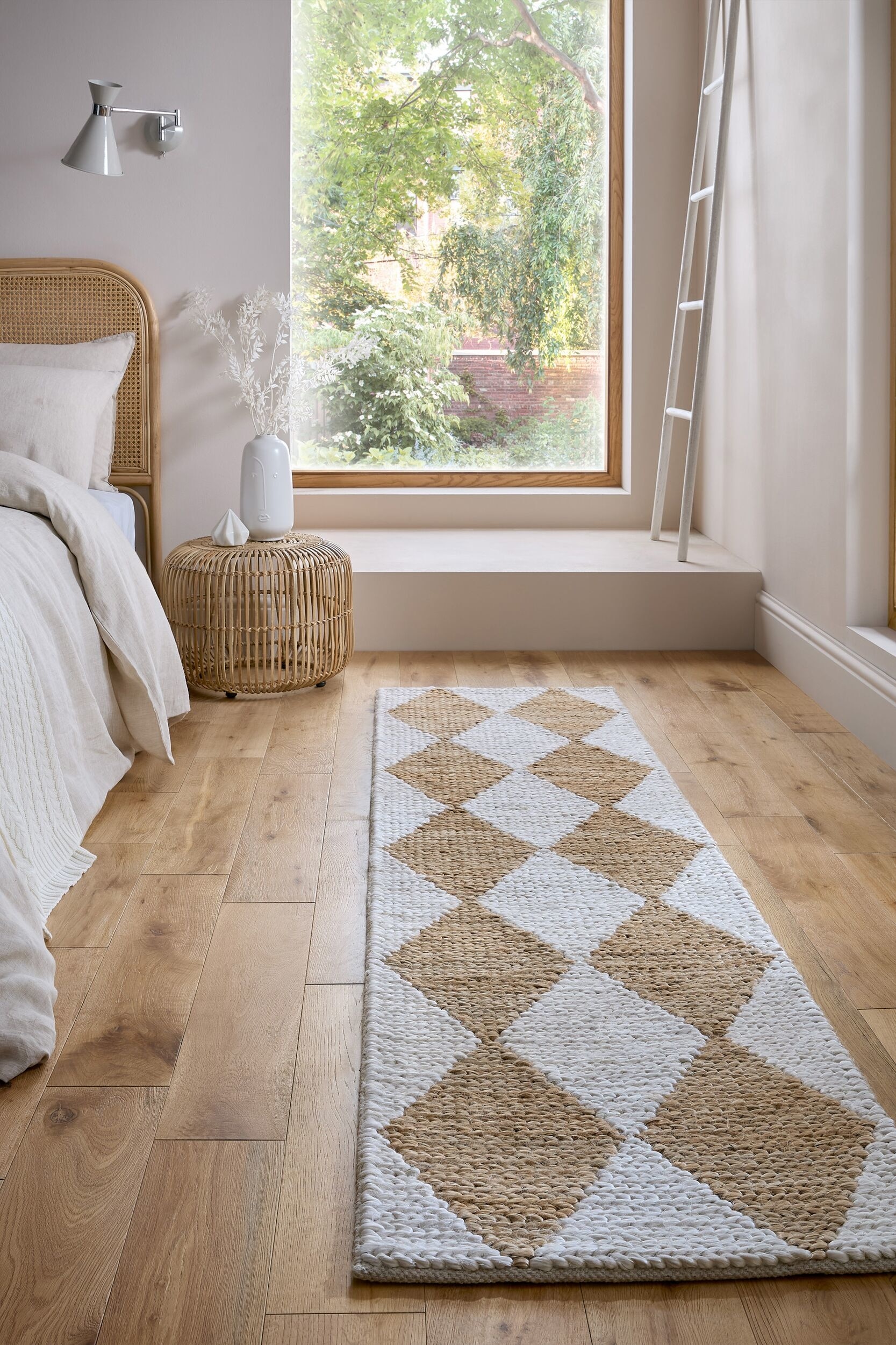 Effie Diamond Grove Loper Van Jute - Licht Beige/Terracotta