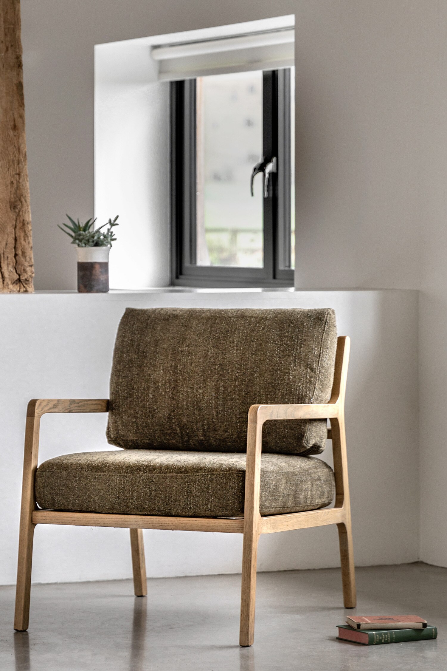 Wood Frame Occasional Chair - Moss Green