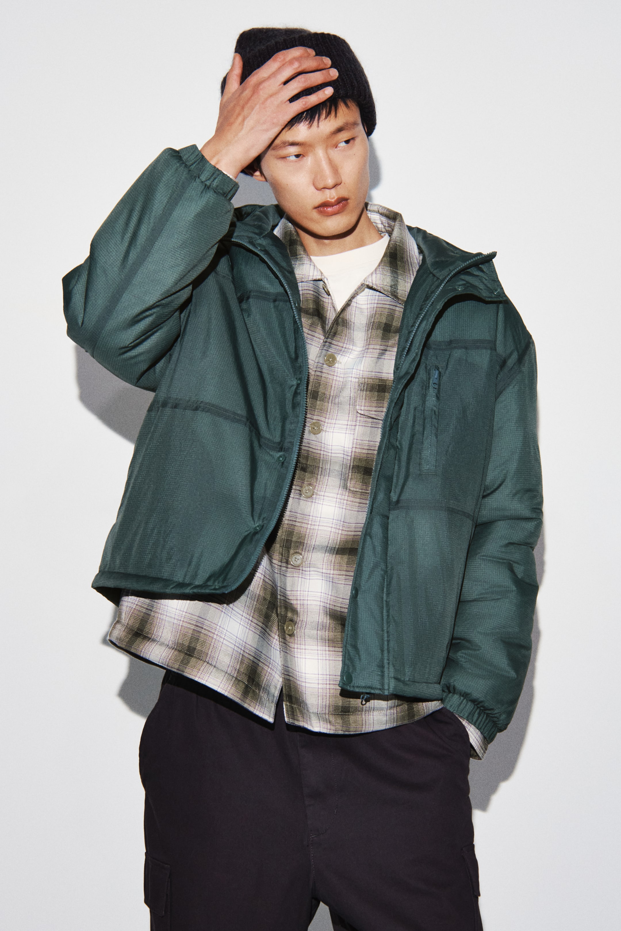 이미지 확대 보기: 나일론 패딩 재킷 - 포레스트 그린 - Men | H&M KR 1