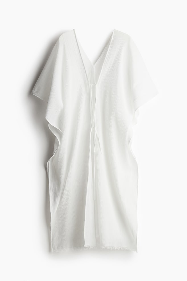 Caftan de plage froissé - Blanc - 1