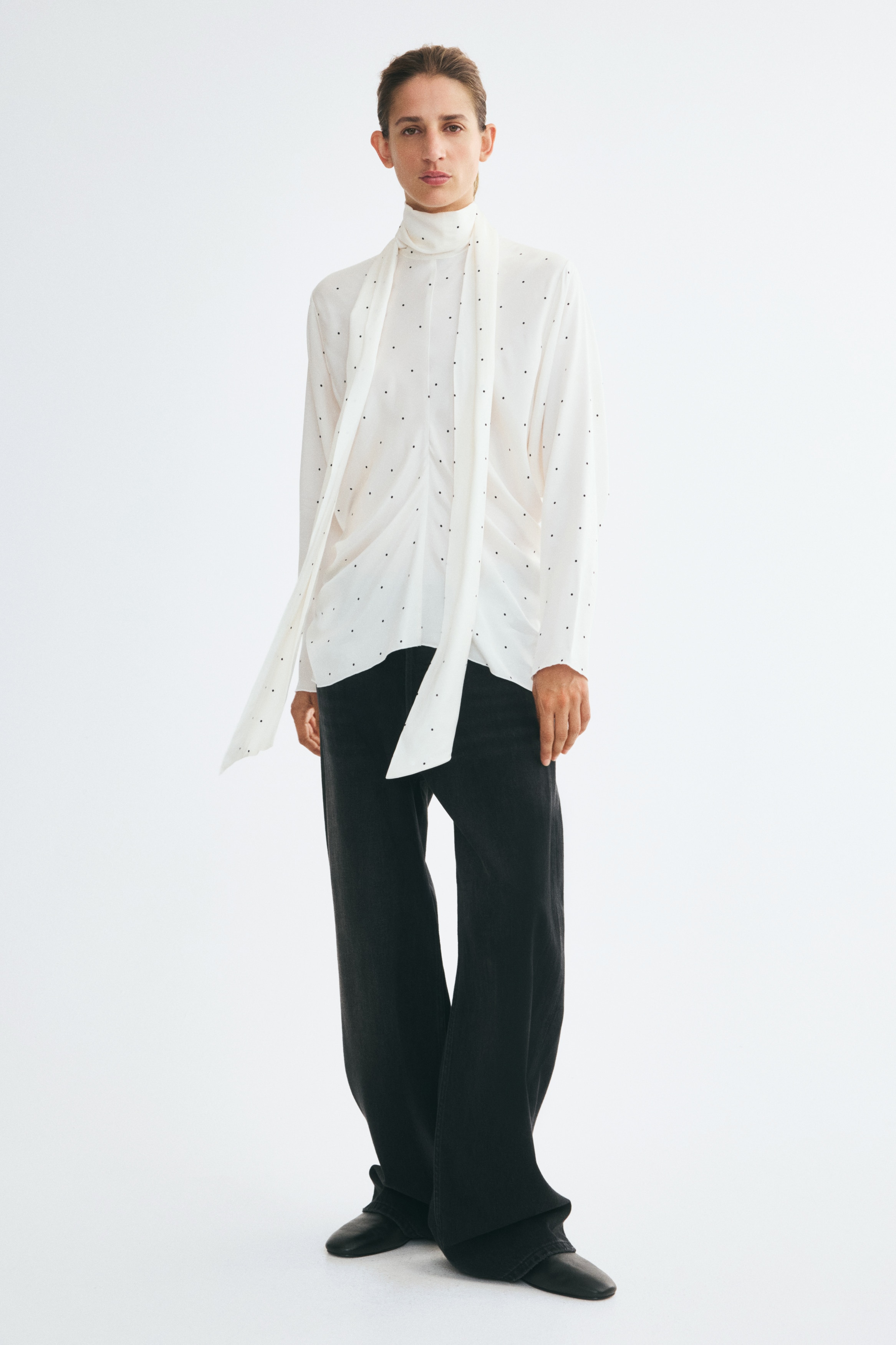 Scarf-Collar Viscose Blouse thumbnail 3