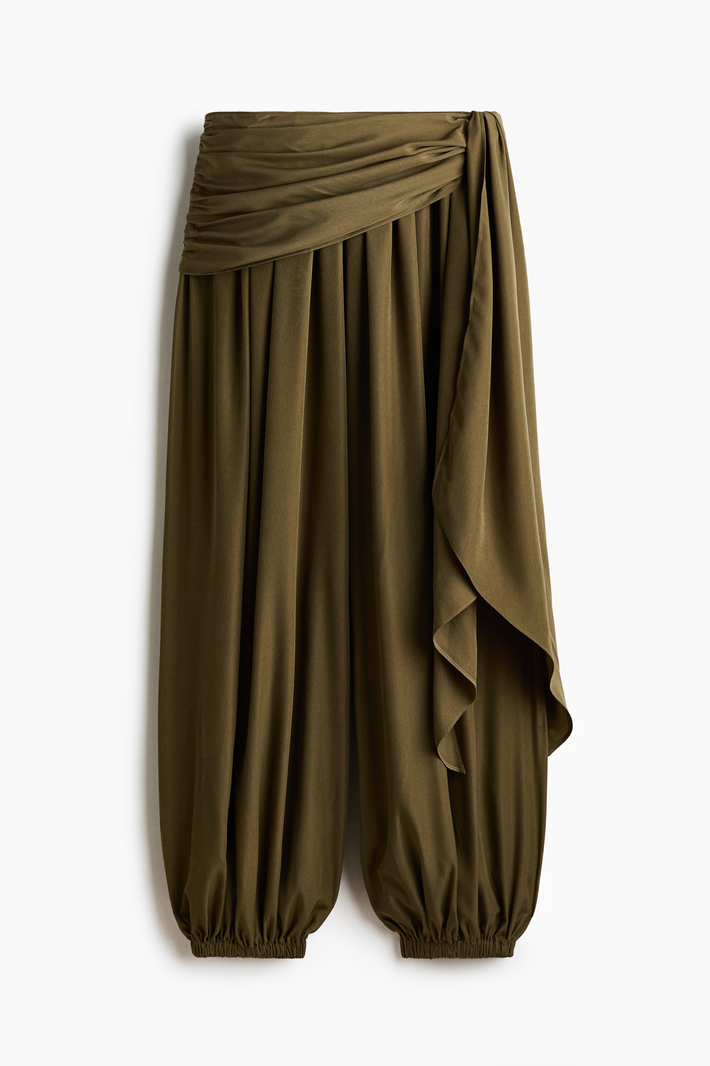Pantalón abombado - Verde caqui oscuro/Café oscuro