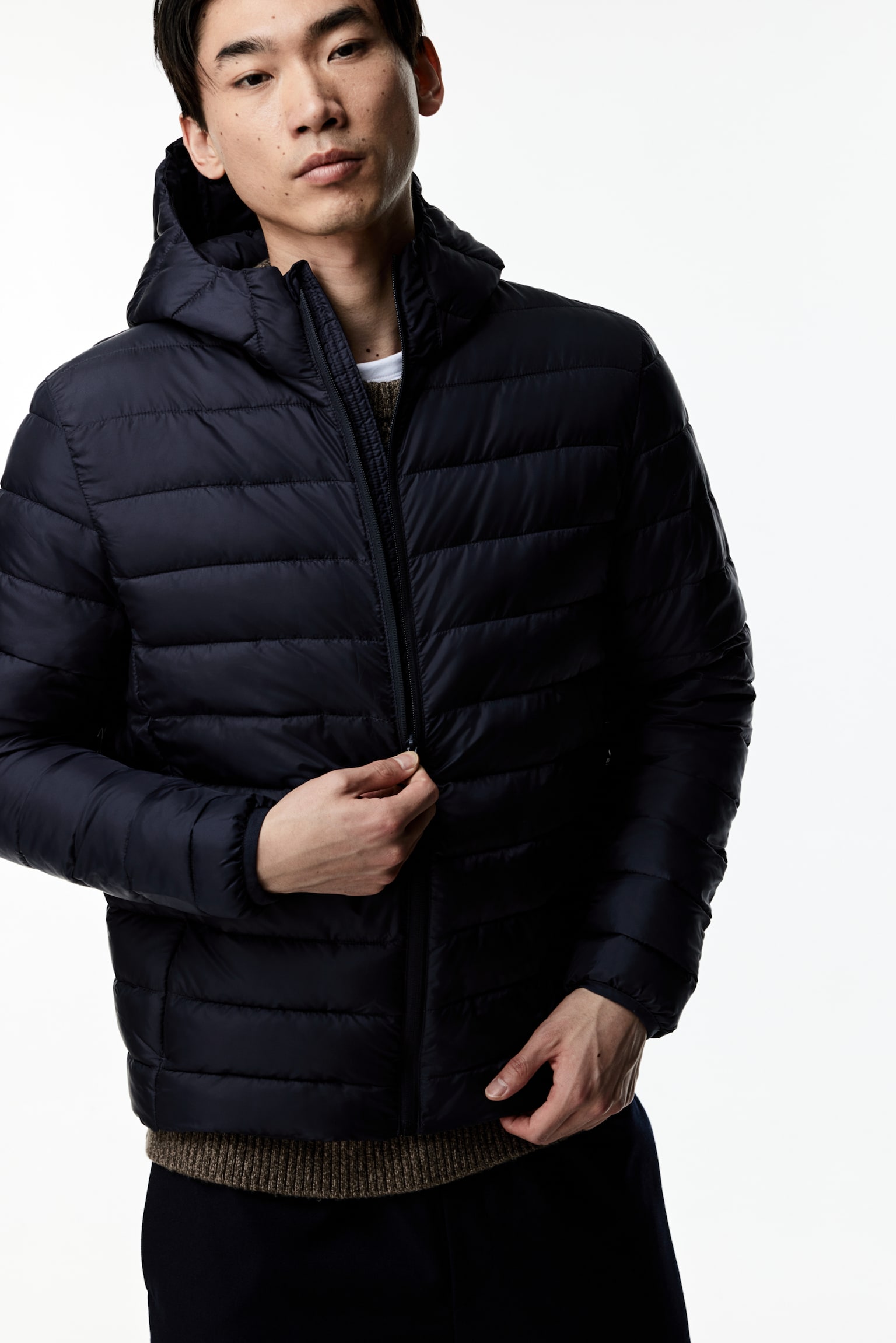 Slim Fit Lightweight puffer jacket - Navy blue/Black/Khaki green - 3