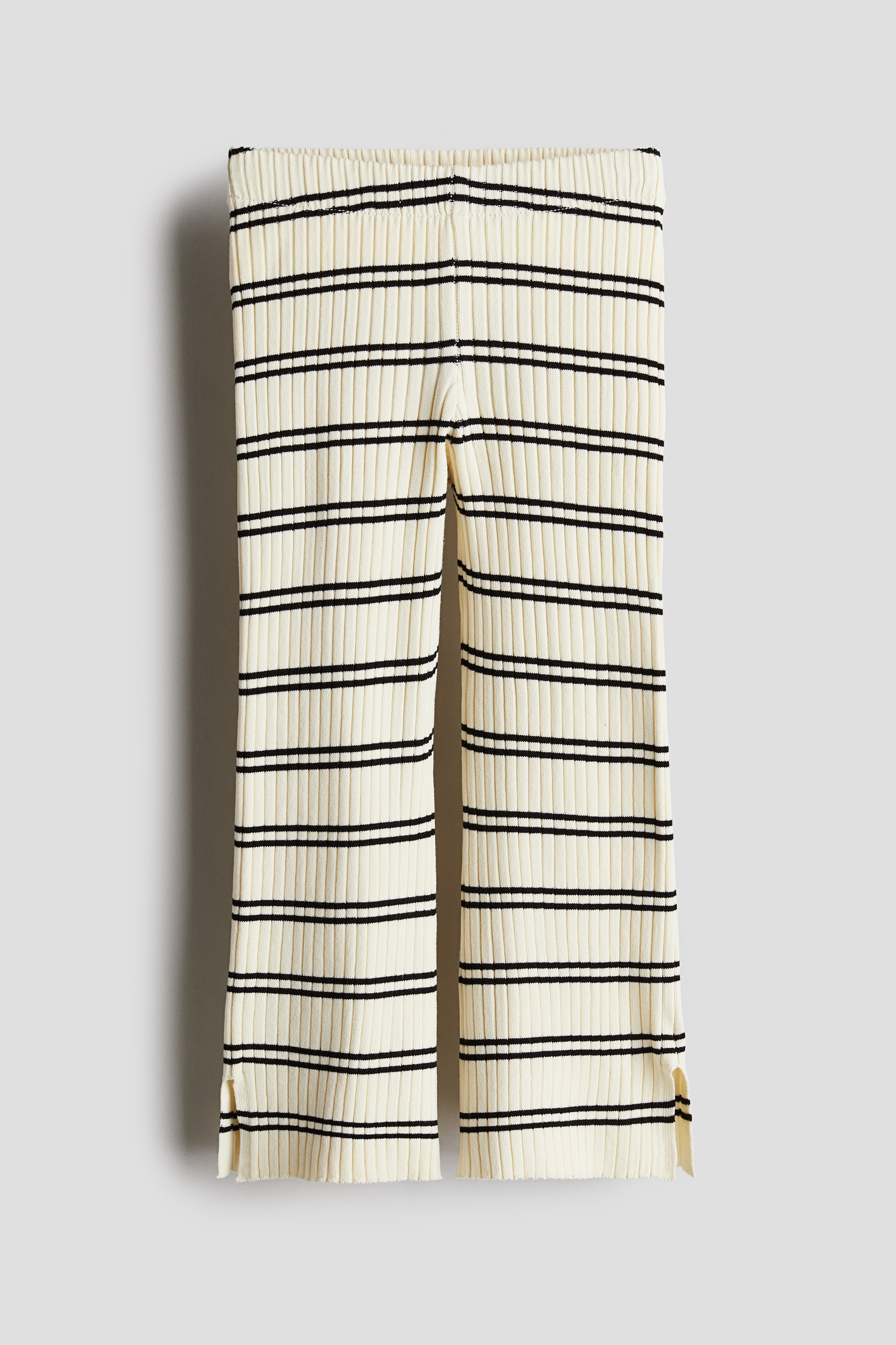 Ausgestellte Hose aus Rippstrick - Hellgelb/Gestreift/Rosa/Marineblau/Schwarz