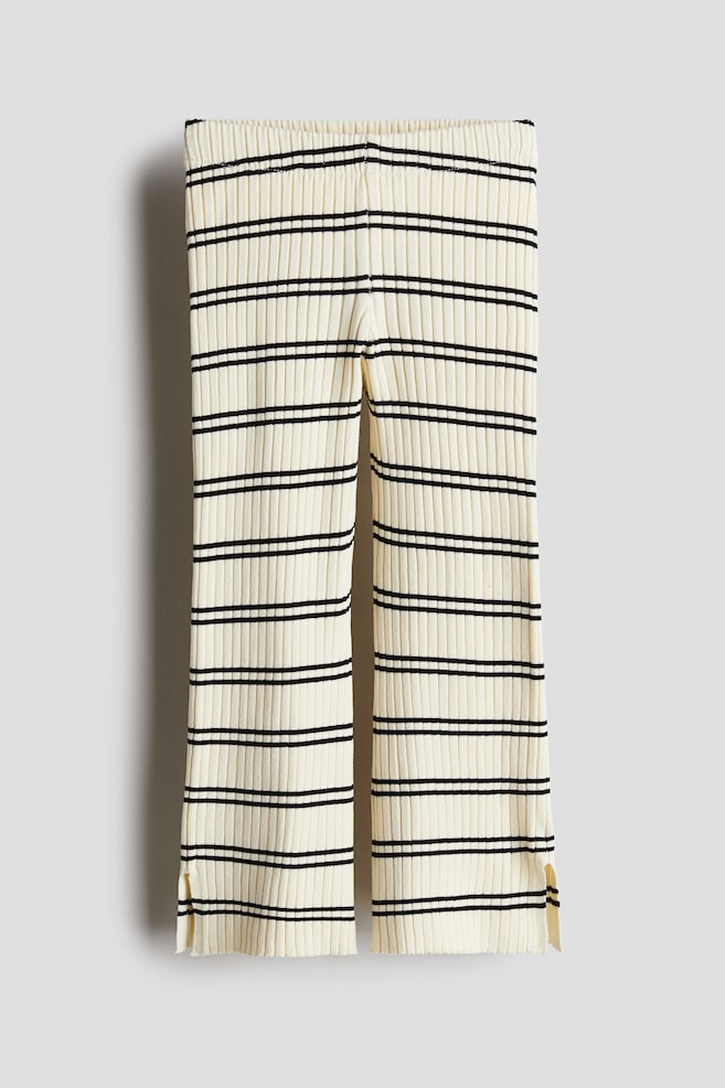 Pantalón acampanado en punto de canalé - Amarillo claro/Rayas/Rosa/Negro - 1