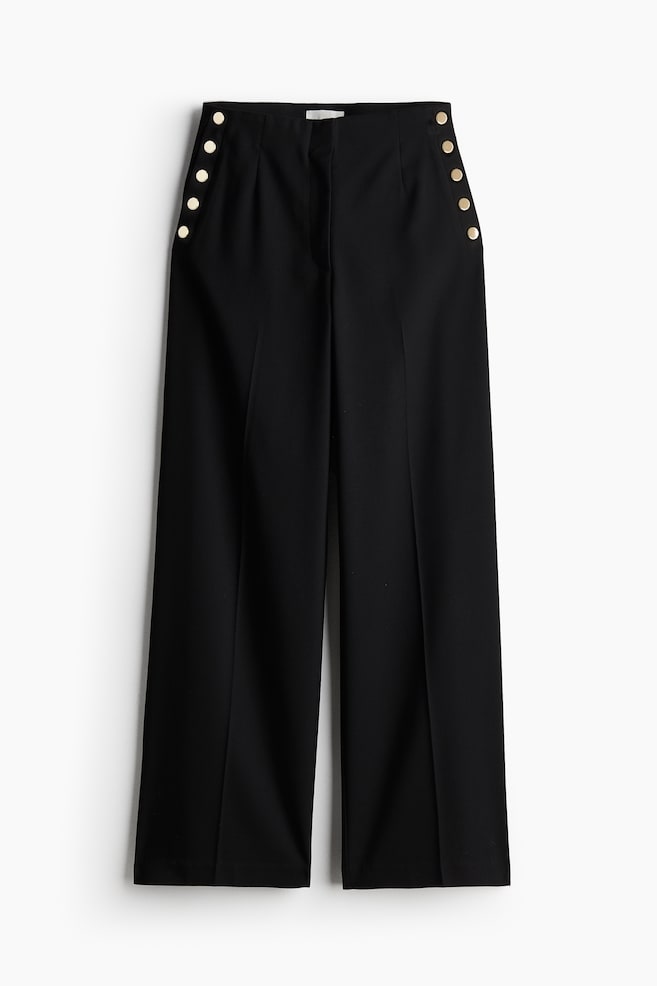 Button-detail trousers - Black - 1
