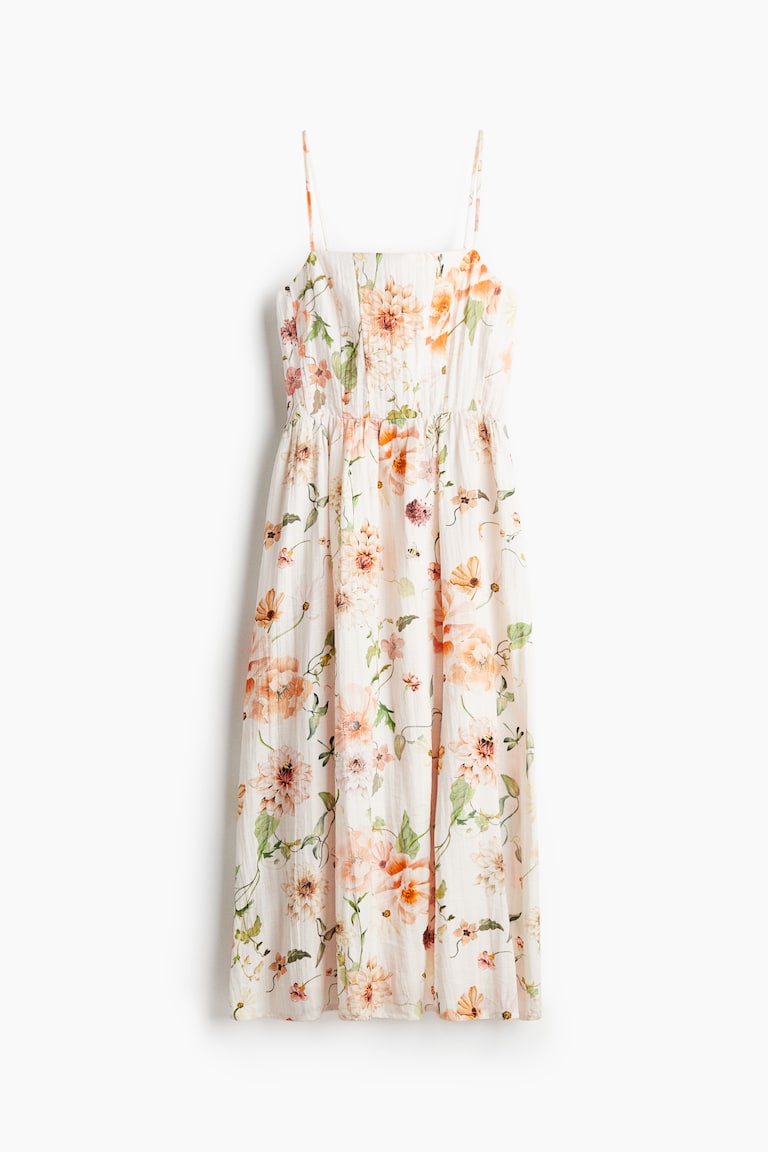 Women's White/floral Strappy Midi Dress | H&M US