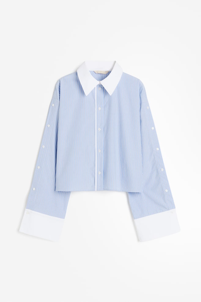 Chemise courte à boutons - Bleu clair/rayé - 2