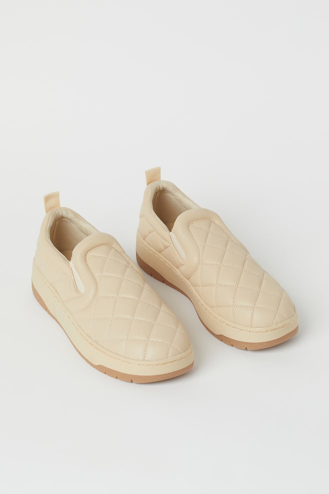 Quilted slip-on trainers - Light beige - 1