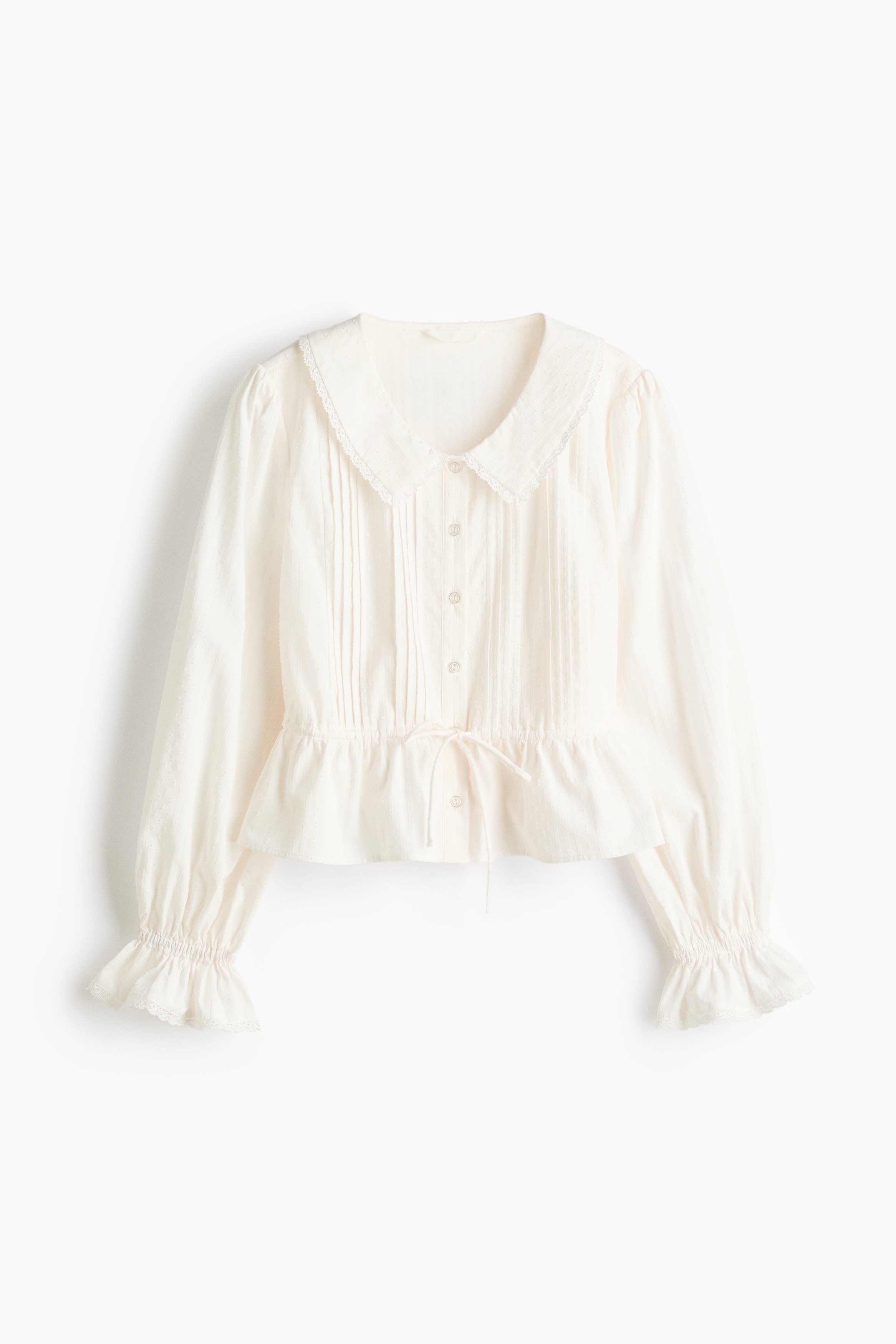 ピンタック コットンブラウス - ホワイト/ブラック