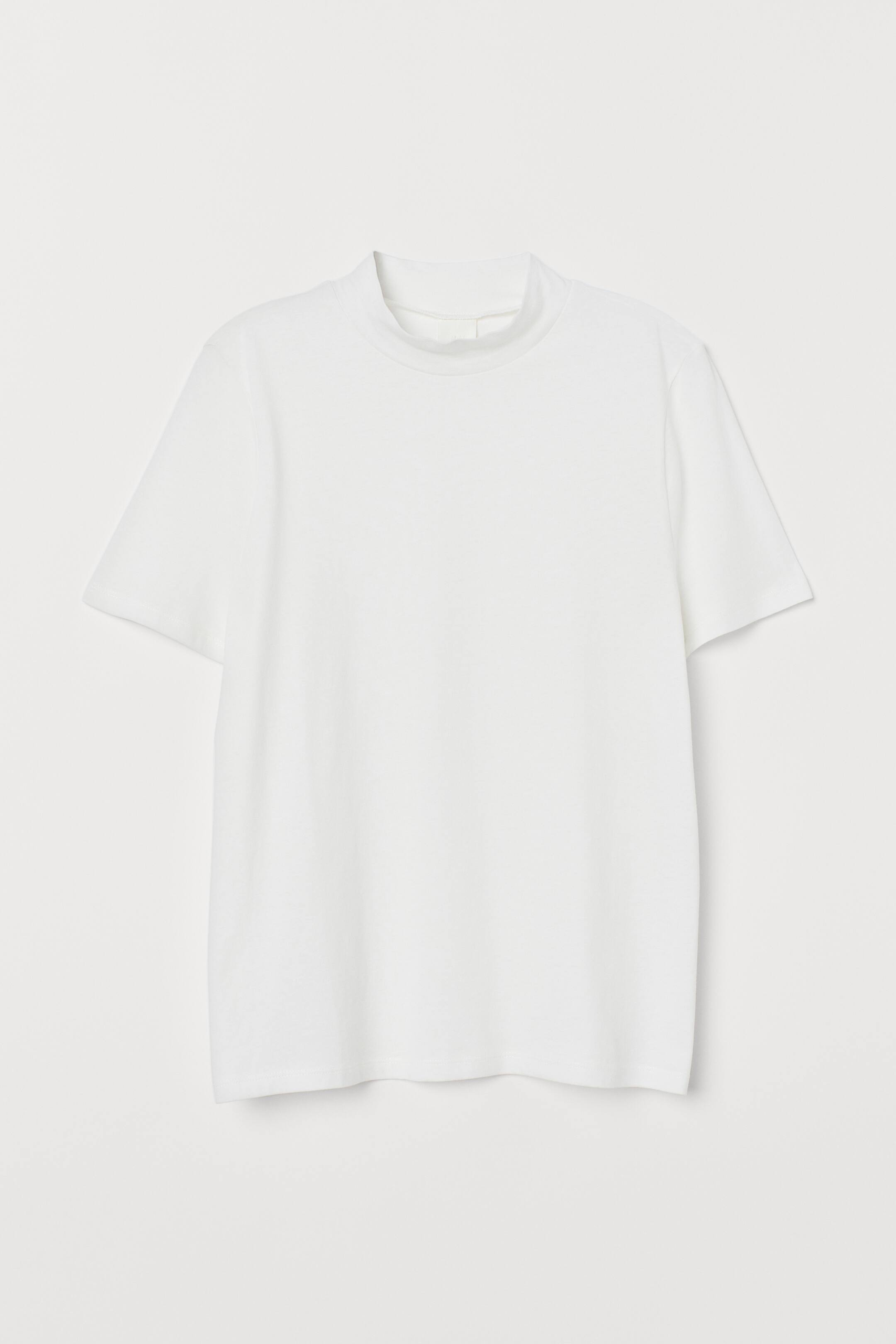 T-shirt with a stand-up collar - Short sleeve - White - Ladies | H&M GB