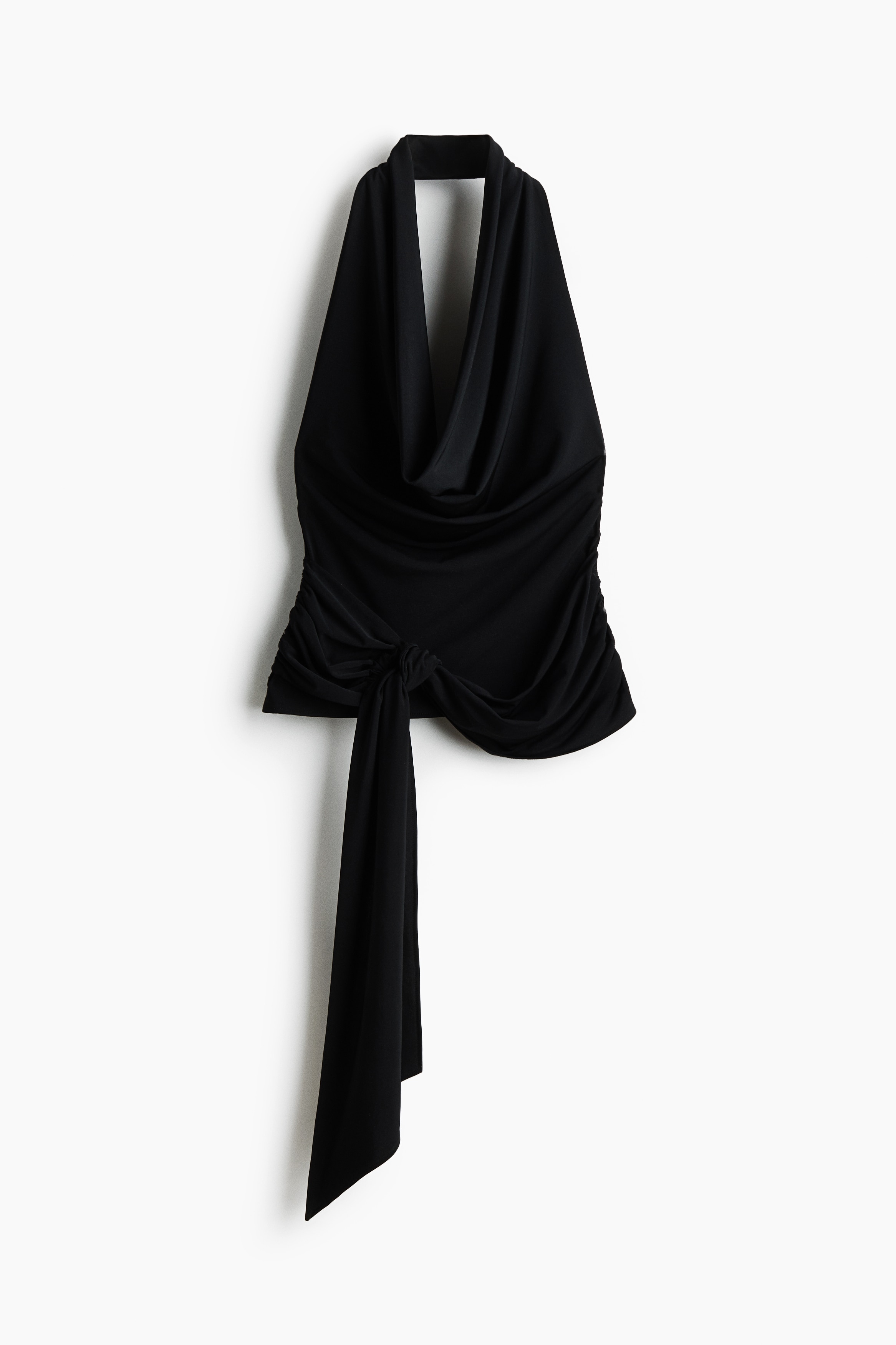 Drapiertes Neckholder-Top - Schwarz