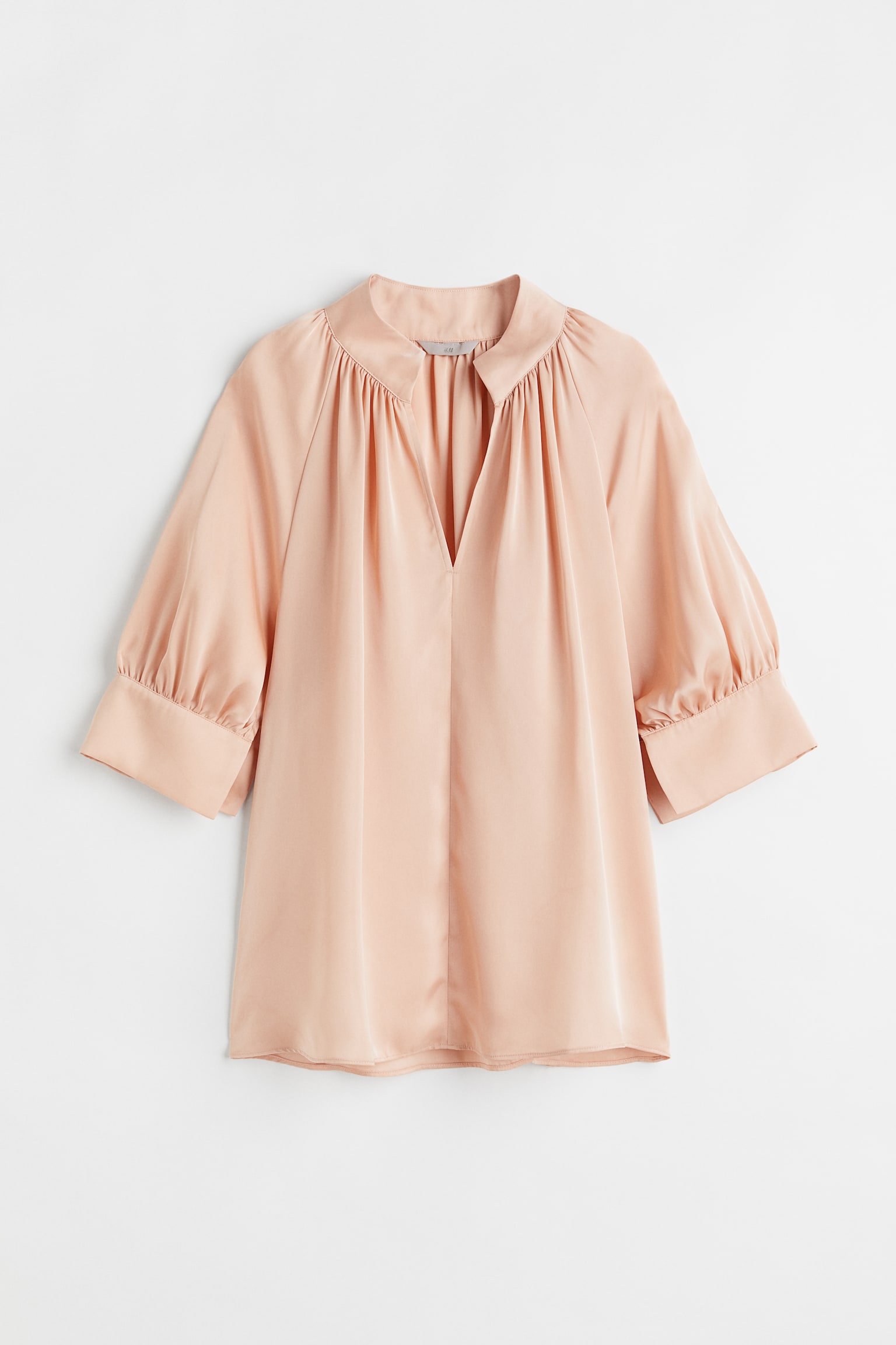 Stand-up collar blouse - Peach pink