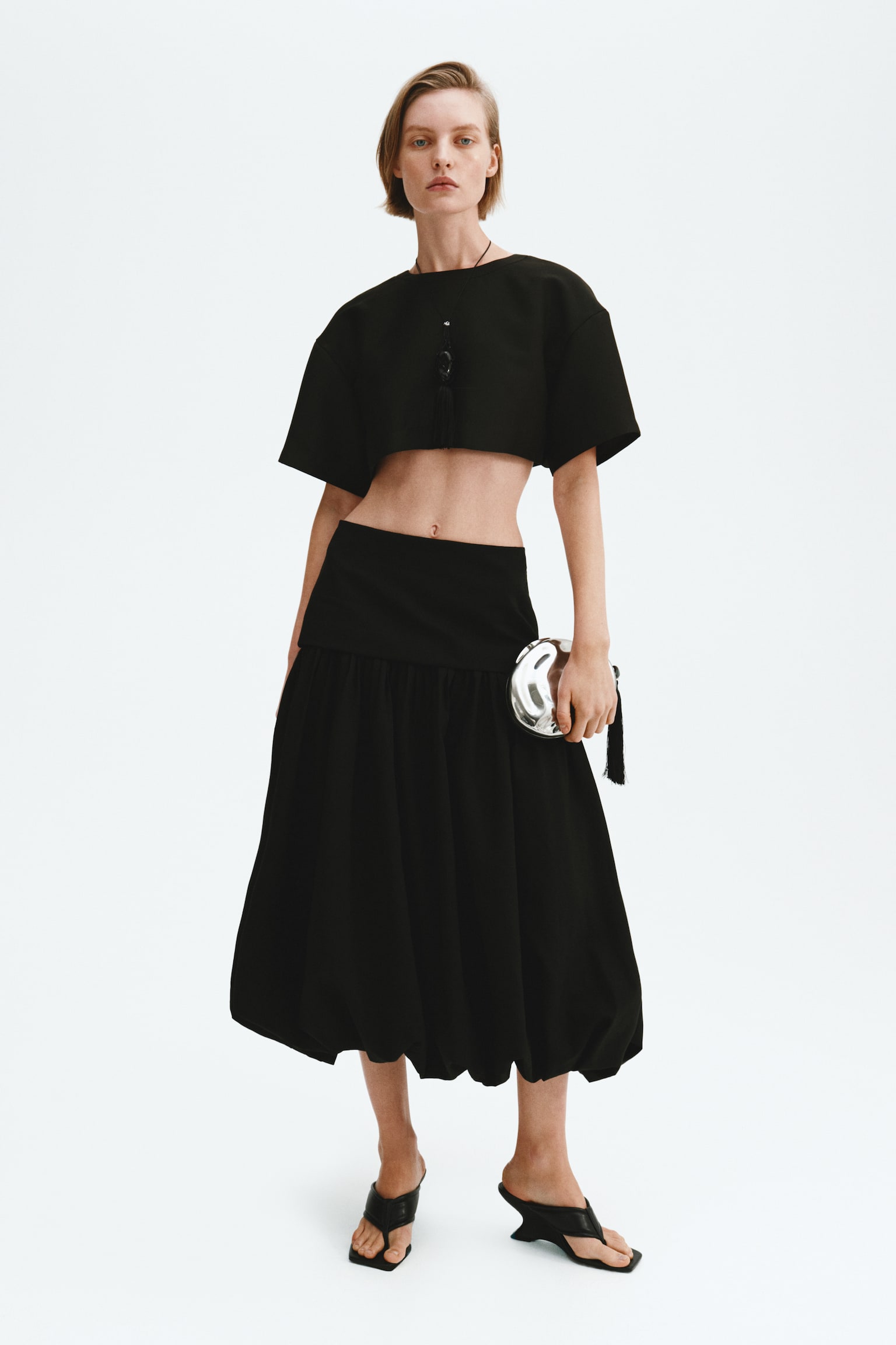 Cropped top - Black/White - 1