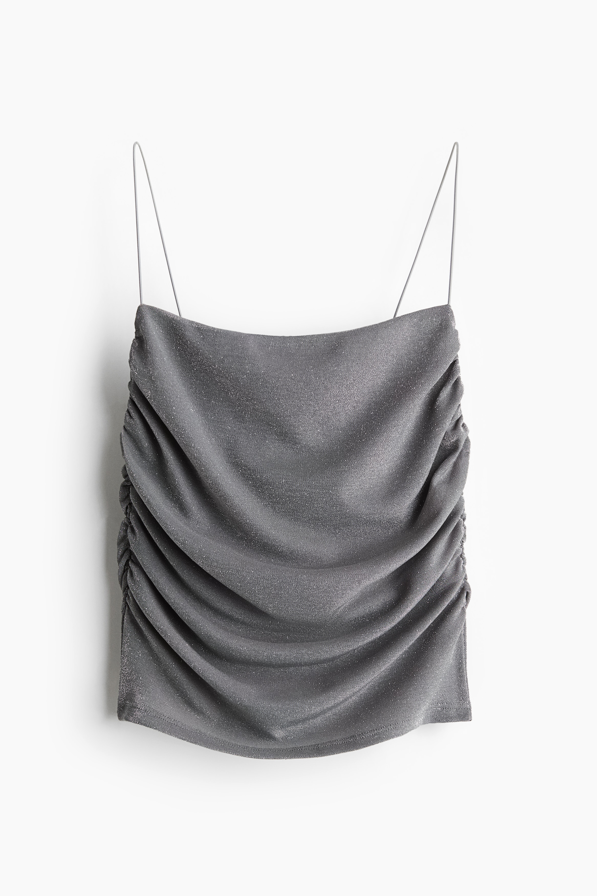 Drapirana bluza na bretele - Siva/Tamna kaki zelena/Crna