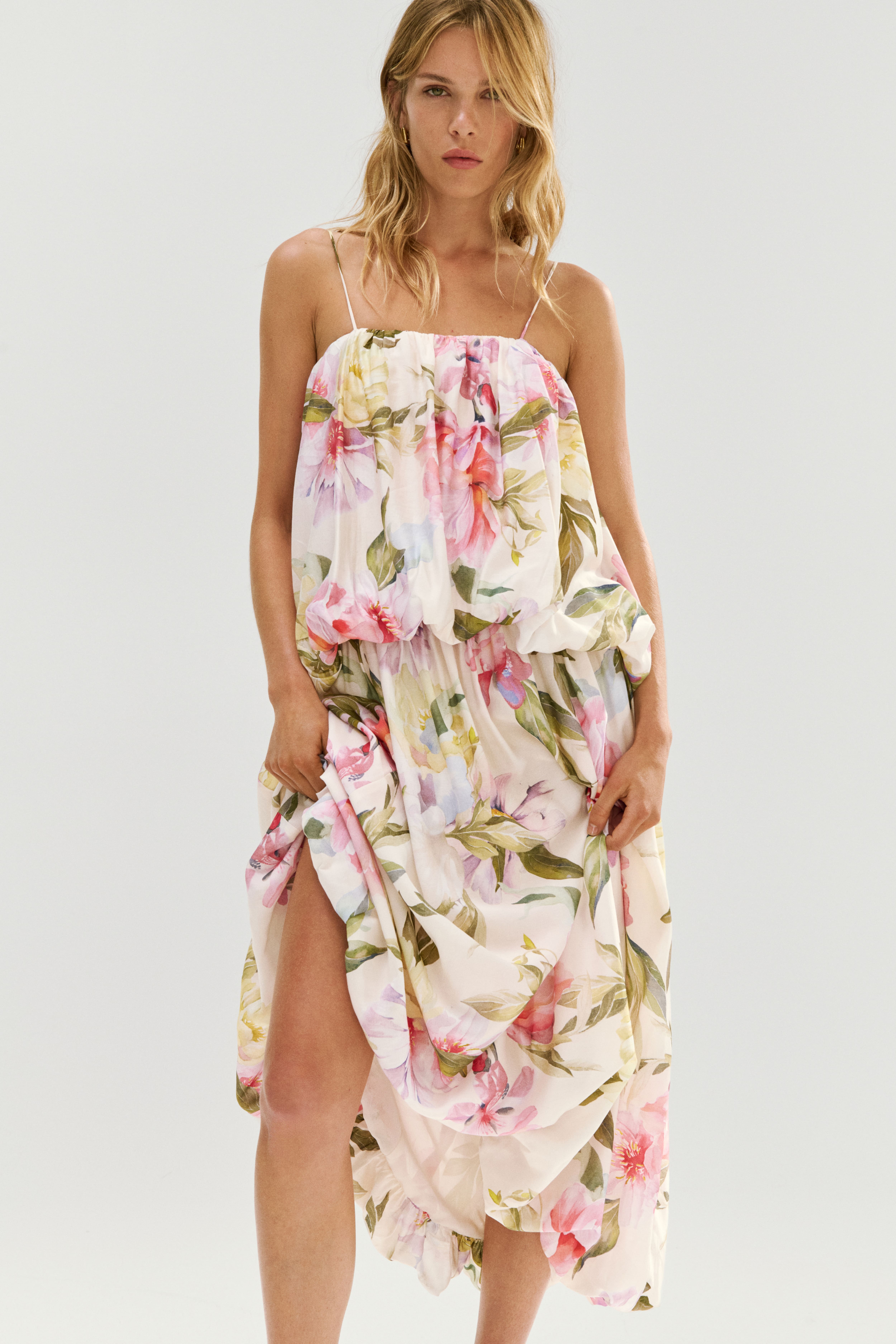 Bubble-Hem Strappy Dress
