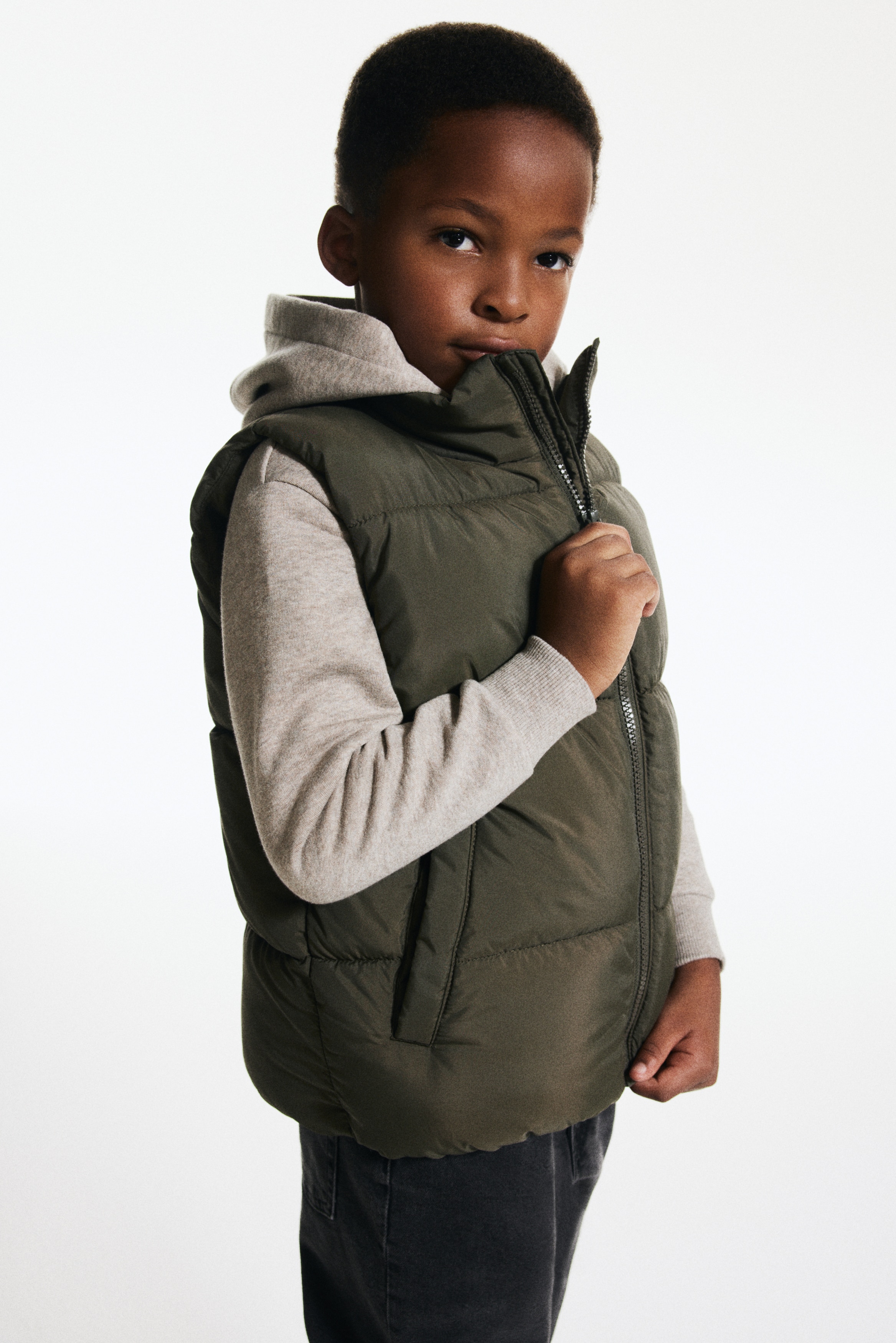 Garçon - Doudoune sans manches déperlante Vert foncé - Size: 92 (1½-2Y)  - H&M