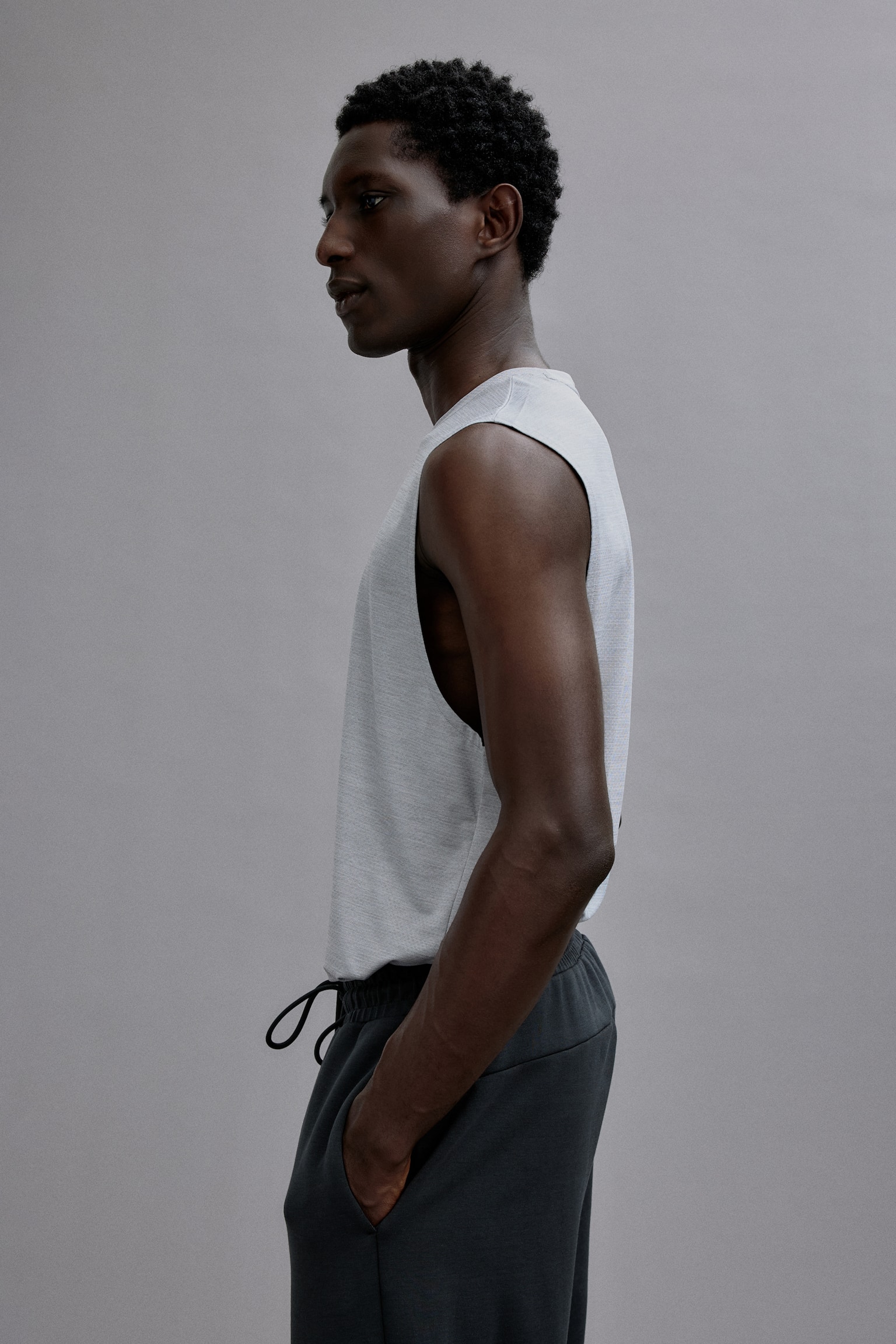 Regular Fit Sports vest top with DryMove™ - Light grey/Black - 3