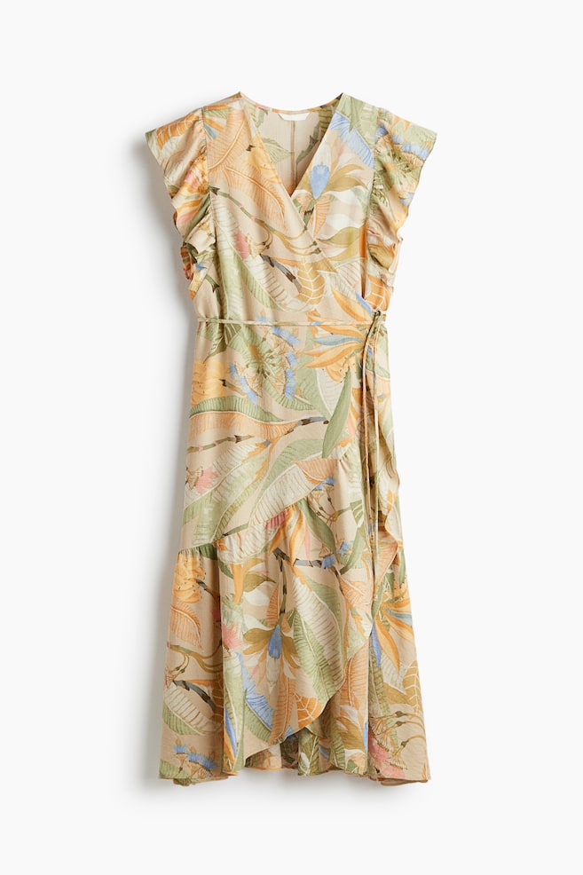 Patterned Wrap-Front Dress - Beige/floral - 1