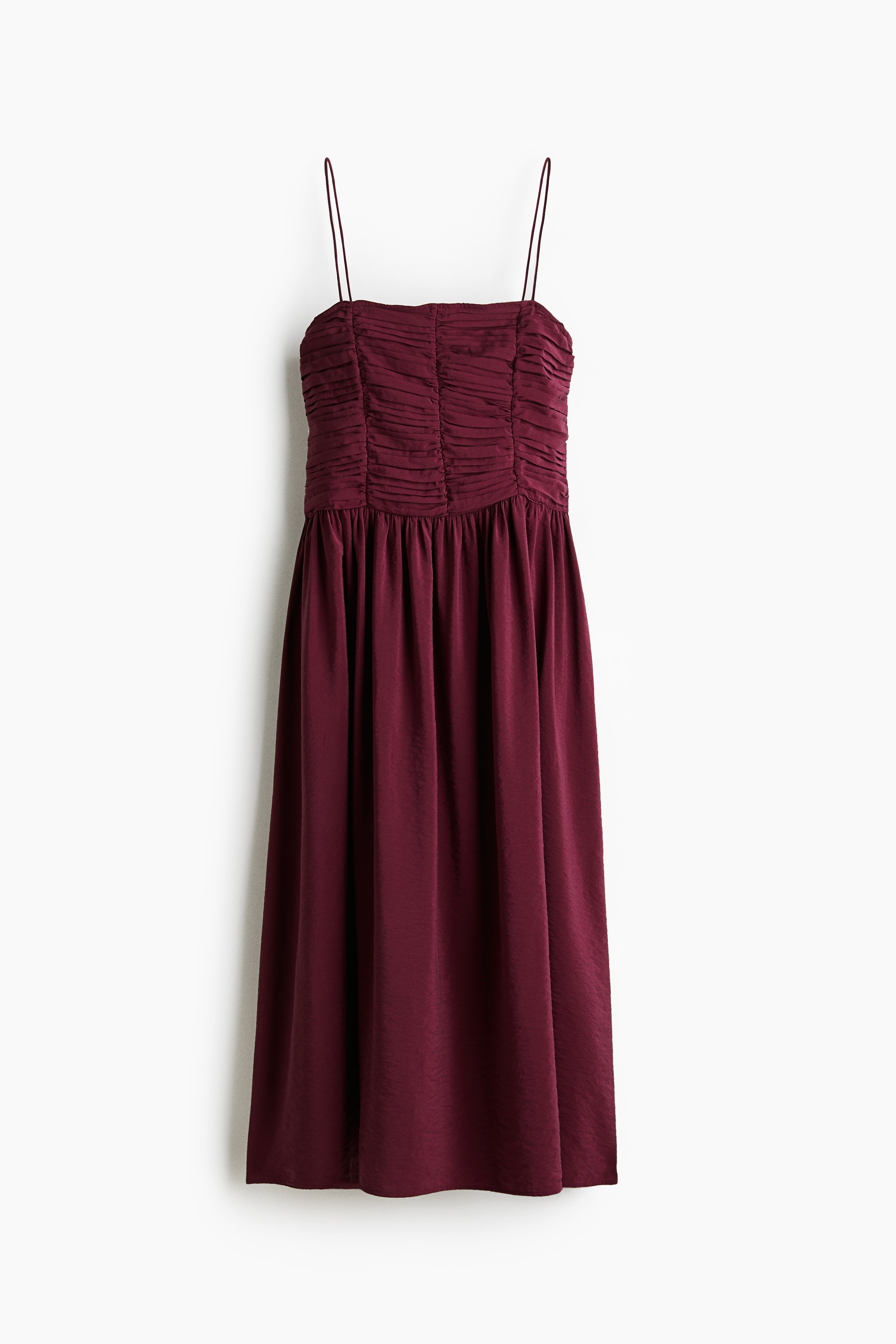 Smocked-bodice strappy dress - Burgundy