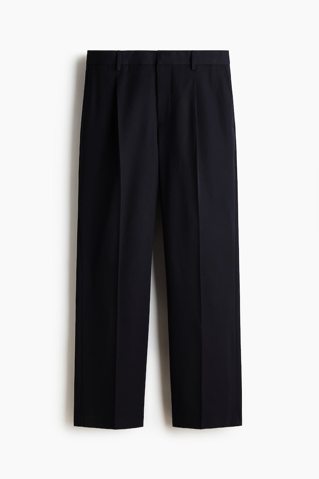 Relaxed-Fit Wool-Blend Tailored Pants - Navy blue - 1