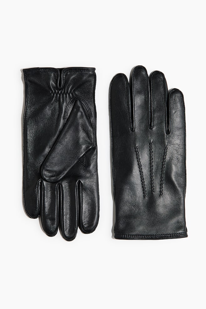 Leren handschoenen - Zwart/Bordeauxrood - 1