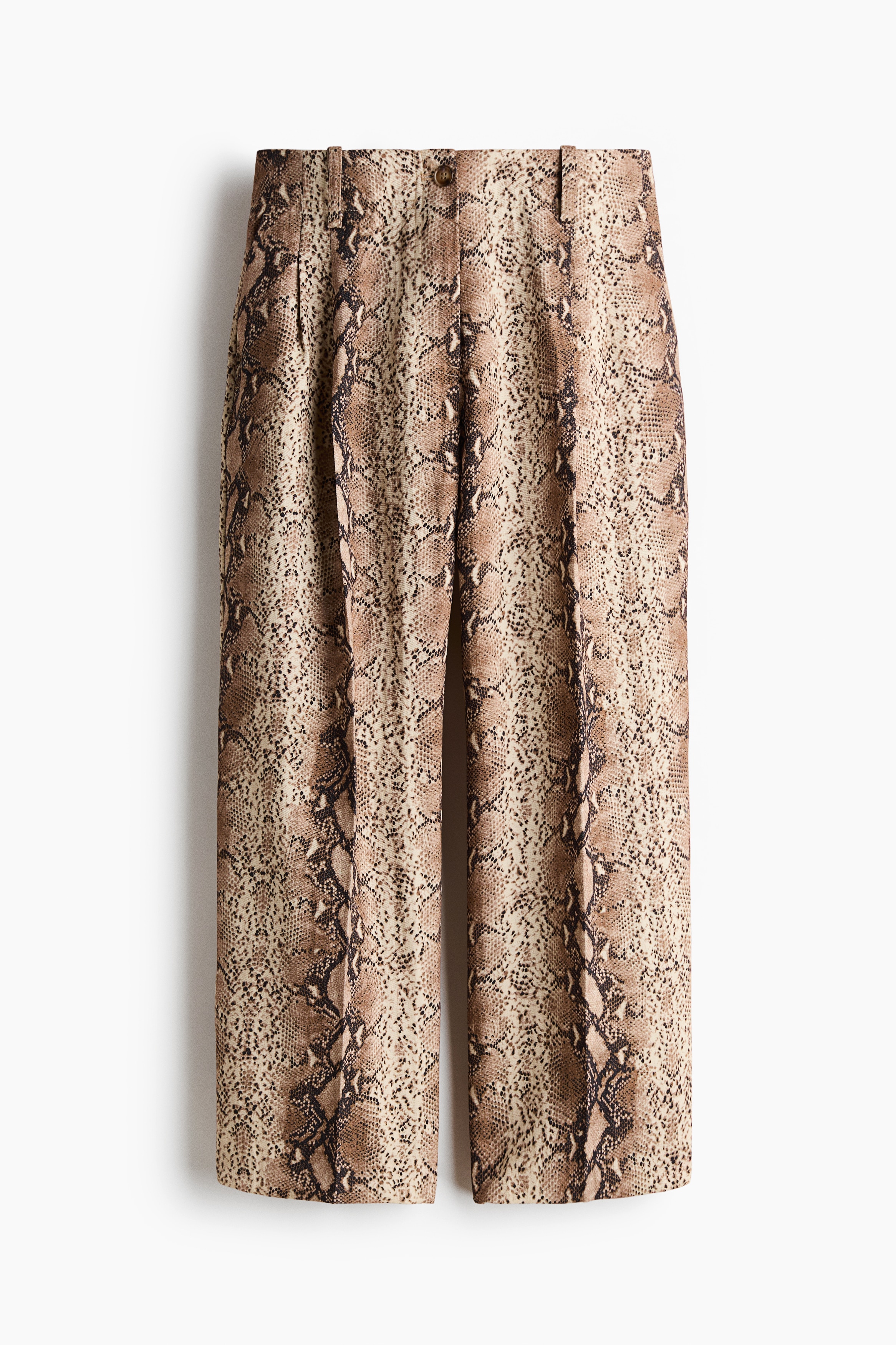 Ankellång byxa i twill - Beige/Ormskinnsmönstrad/Beige/Crèmevit/Mörkbrun