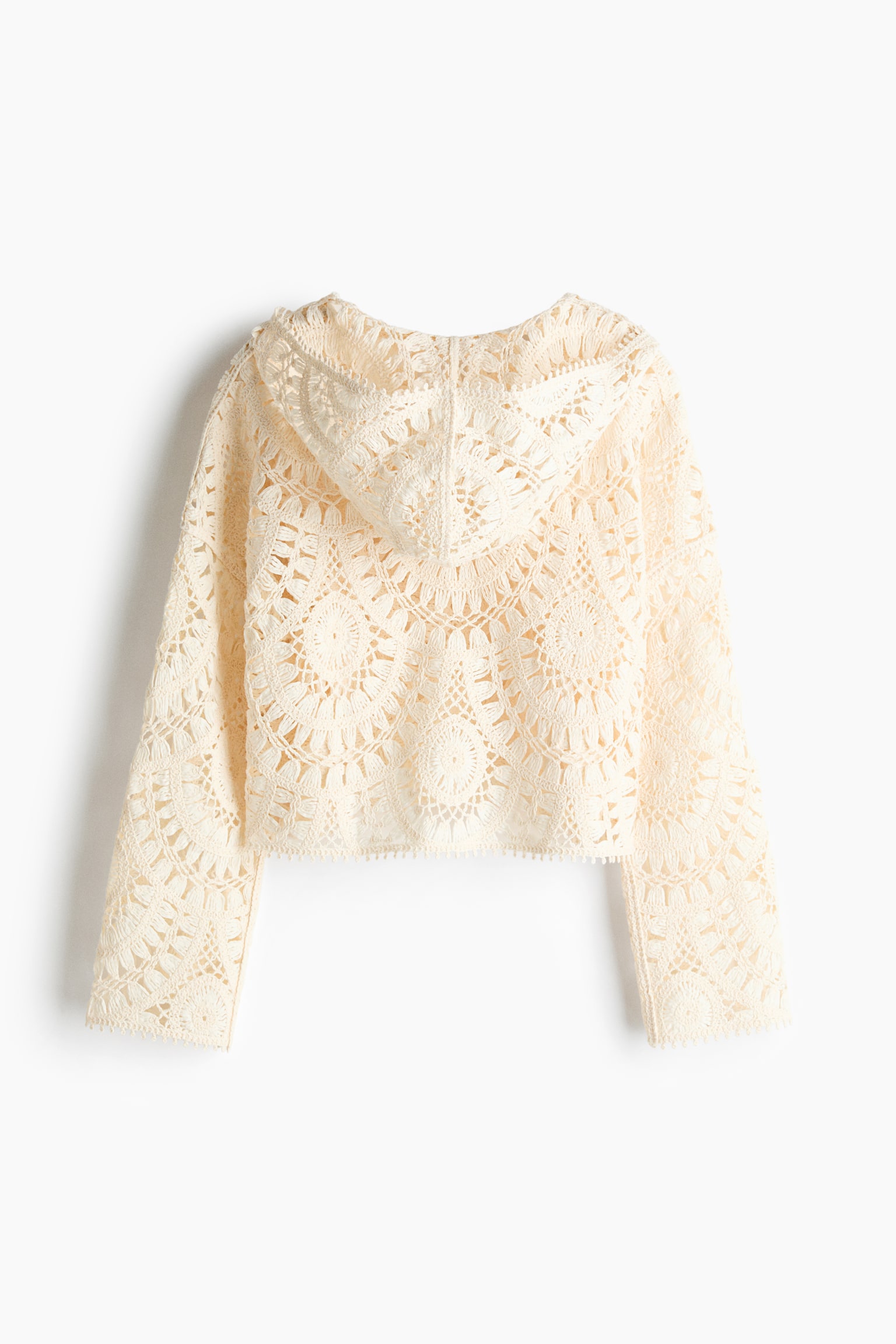 Crochet-look lace-up hoodie - 5