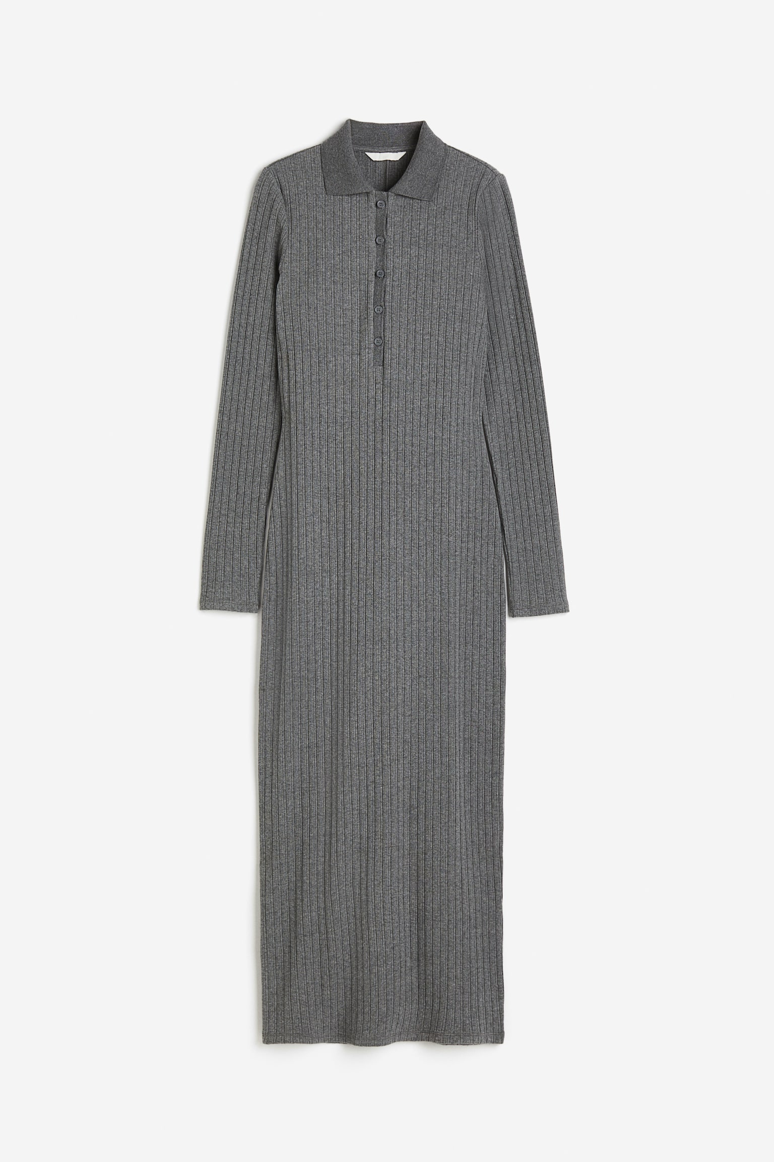 Collared jersey dress - Dark grey/Light blue/Black/Khaki green - 1