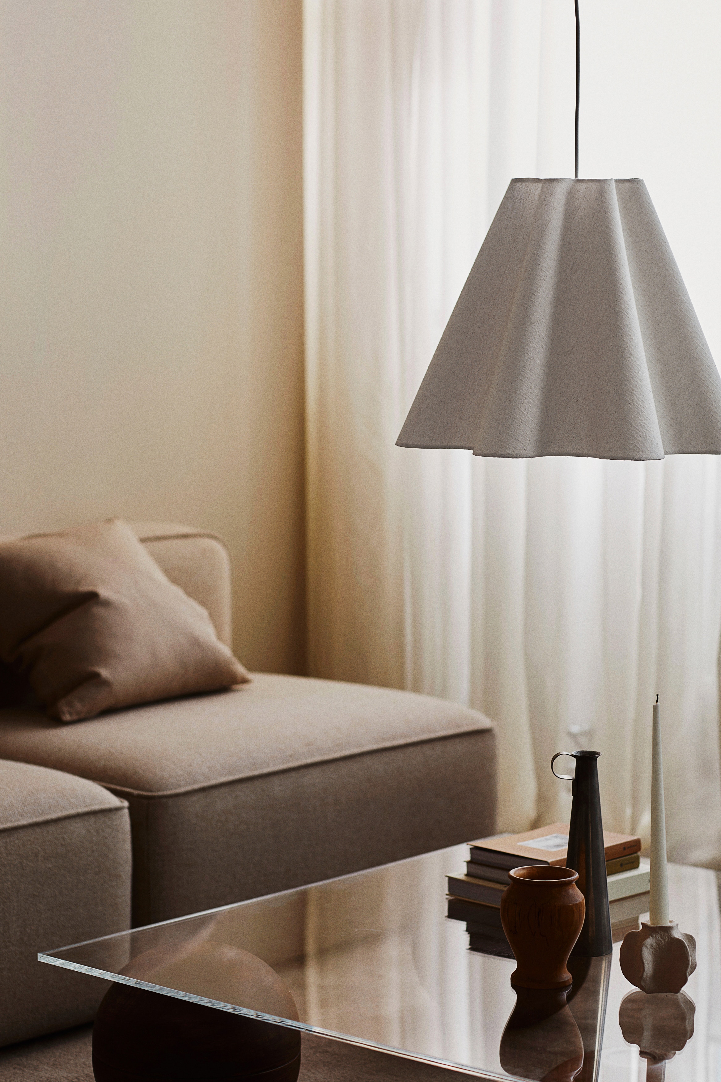 Linen-Blend Pendant Lamp - White