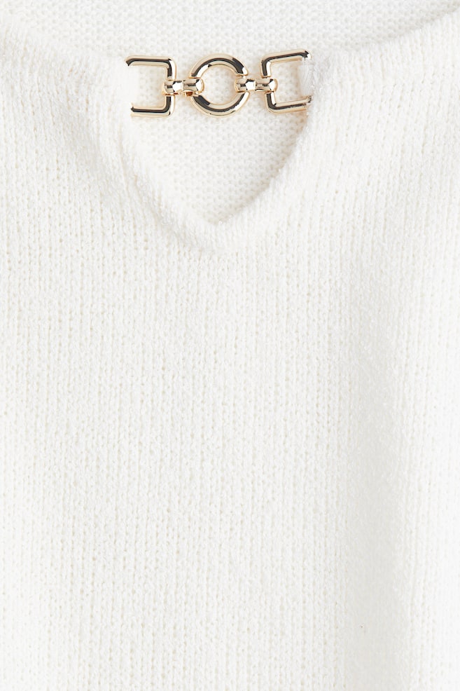 Ausgestelltes Strickkleid-Weiss - 2