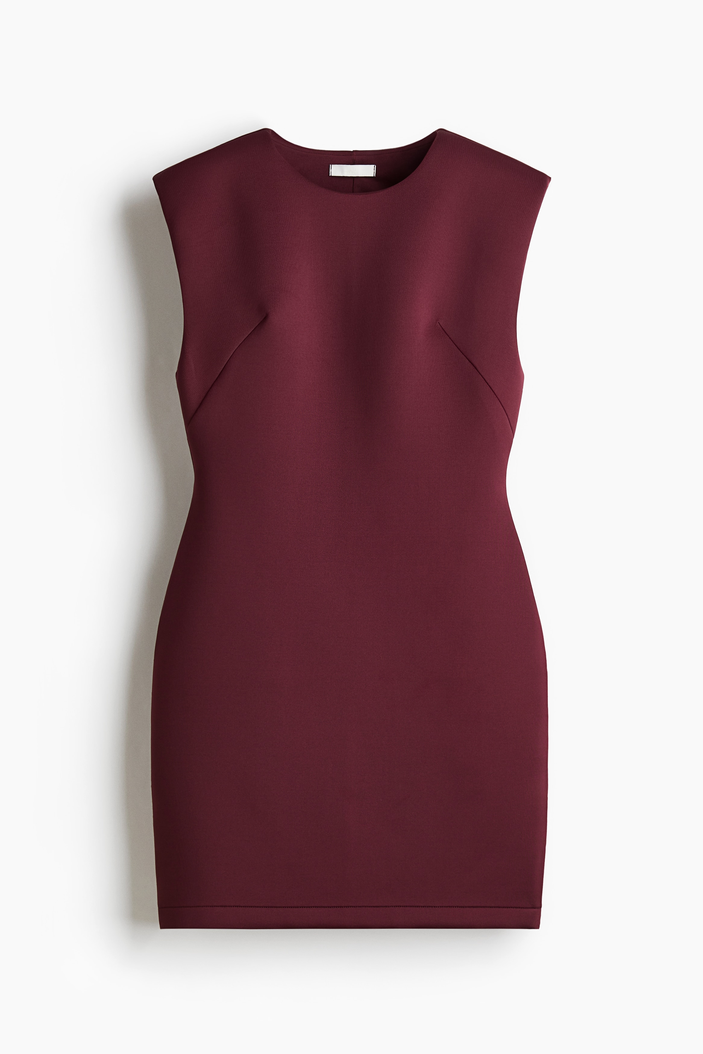 Omuzları Vatkalı İnterlok Elbise - Bordo