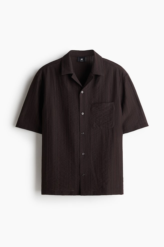 Regular-Fit Textured Resort Shirt - Dark brown/Black - 1