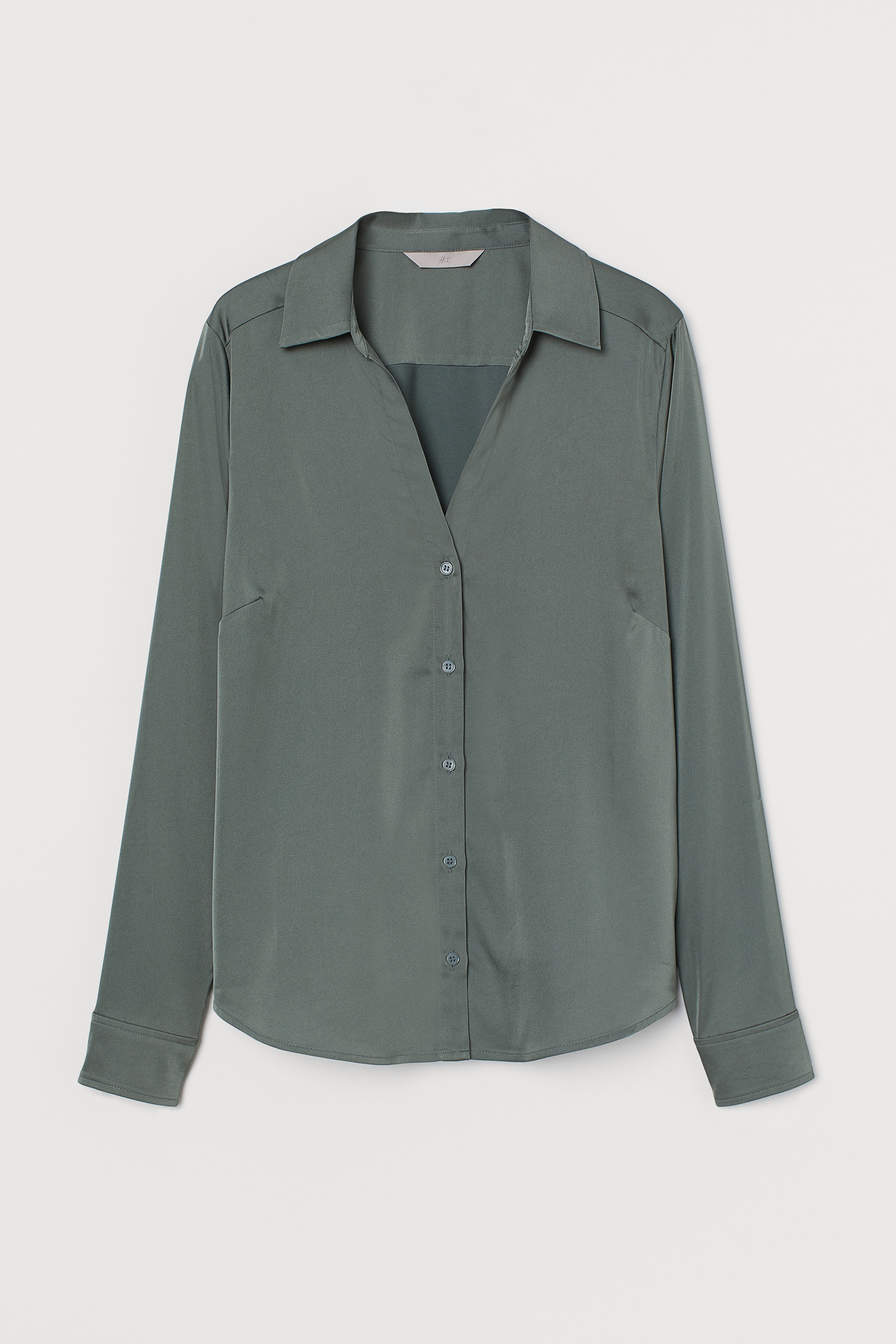 V-neck Blouse - V-neck - Long sleeve - Black - Ladies | H&M US