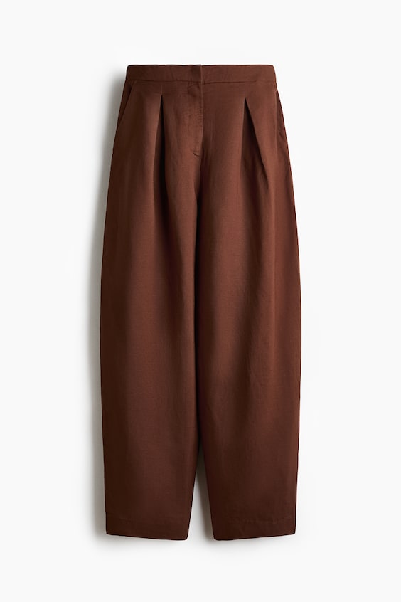 Женские брюки H&M Linen-Blend Barrel-Leg Pants