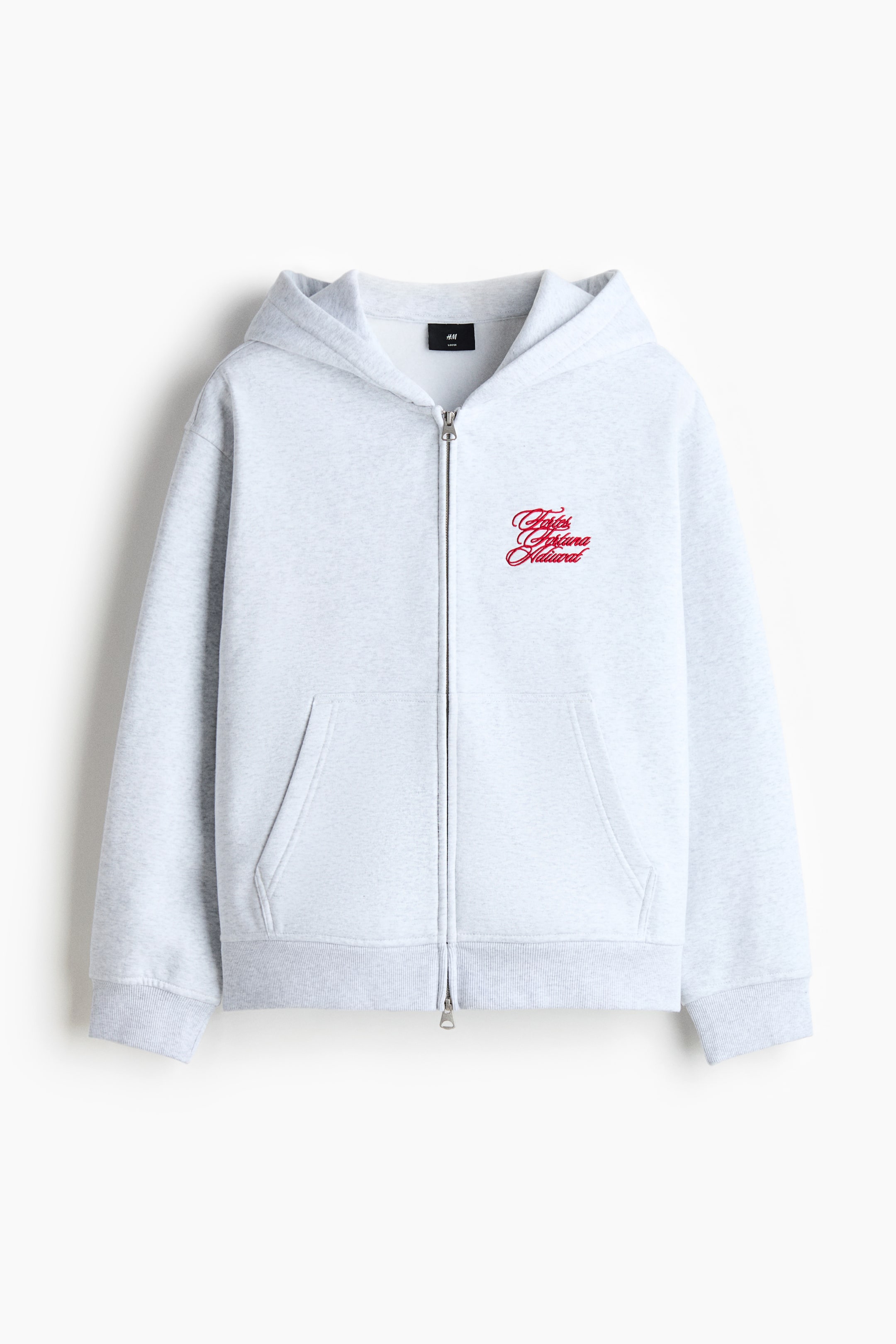 View larger image: Loose-Fit Boxy Hooded Jacket - Gray melange/Fortes Fortuna - Men | H&M US 5