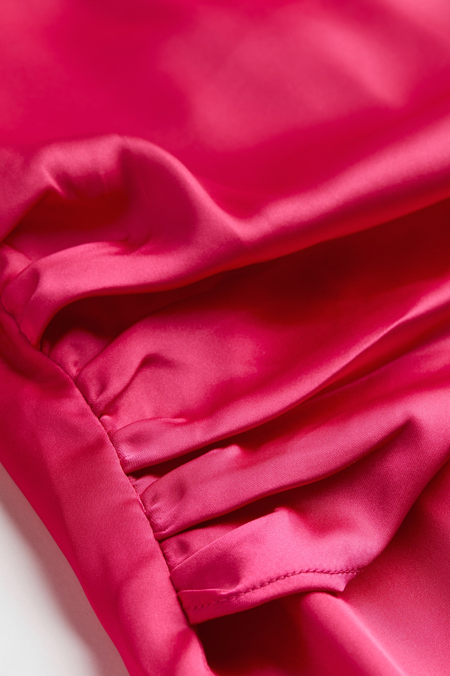 Draped satin dress - Cerise - 2