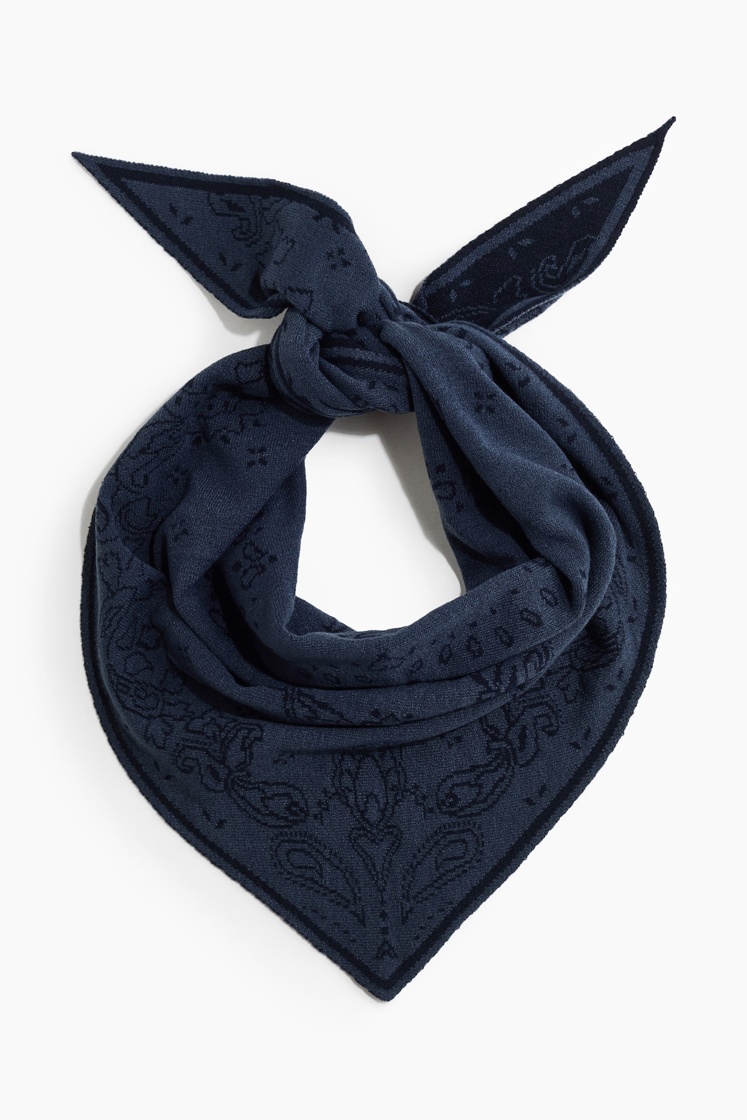 Женский шарф H&M Jacquard-Knit Triangle, цвет: Тёмный синий — фото 1
