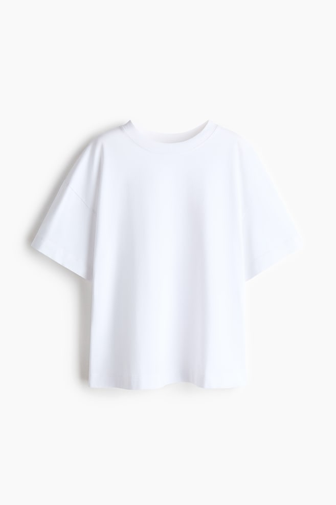 Oversized T-shirt - White/Dark blue/Black/Burgundy/white striped/Gray melange/Light beige/striped - 1