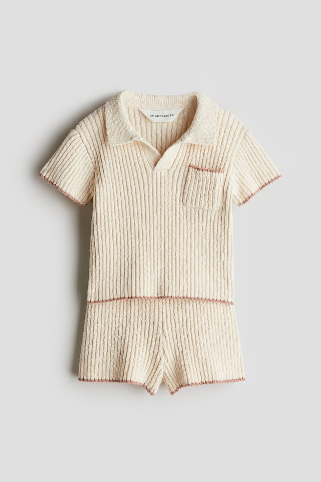 2-piece bouclé-knit set - Cream - 1
