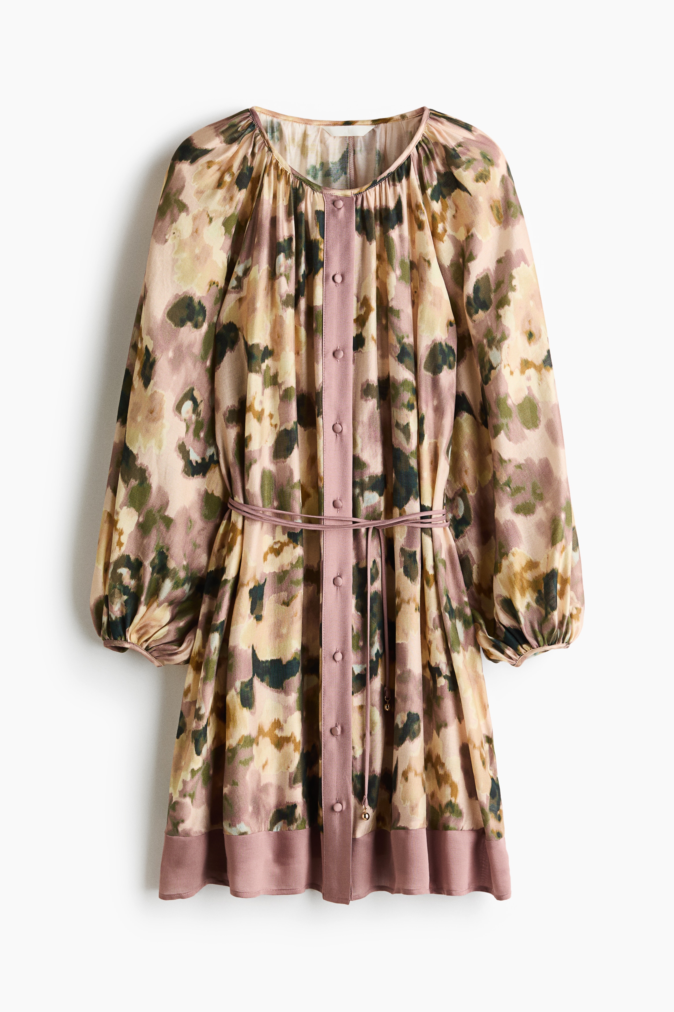 Short Tunic Dress - Light beige/floral