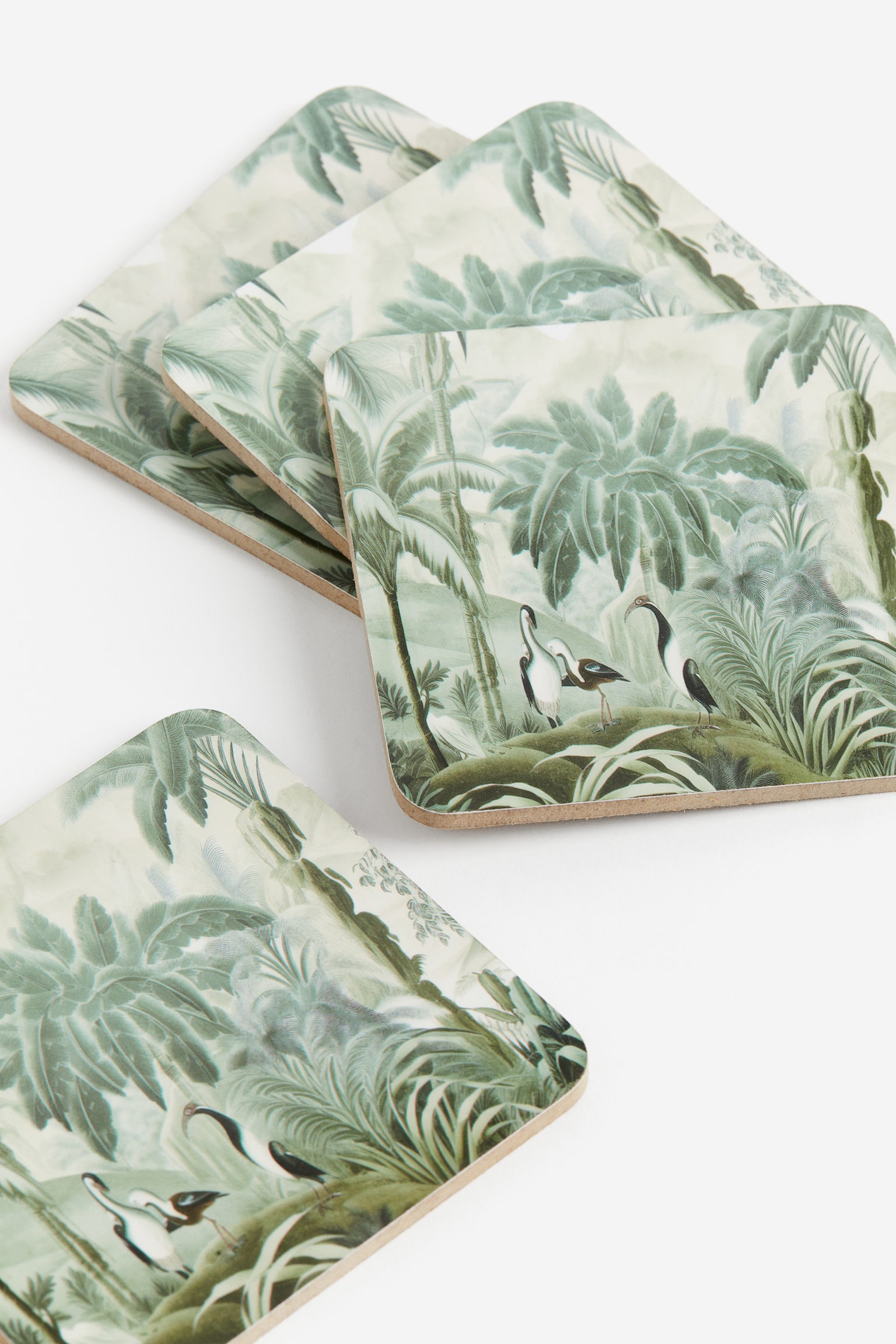 4-pack glasunderlägg med grafiskt tryck - Grön/Mönstrad - 2