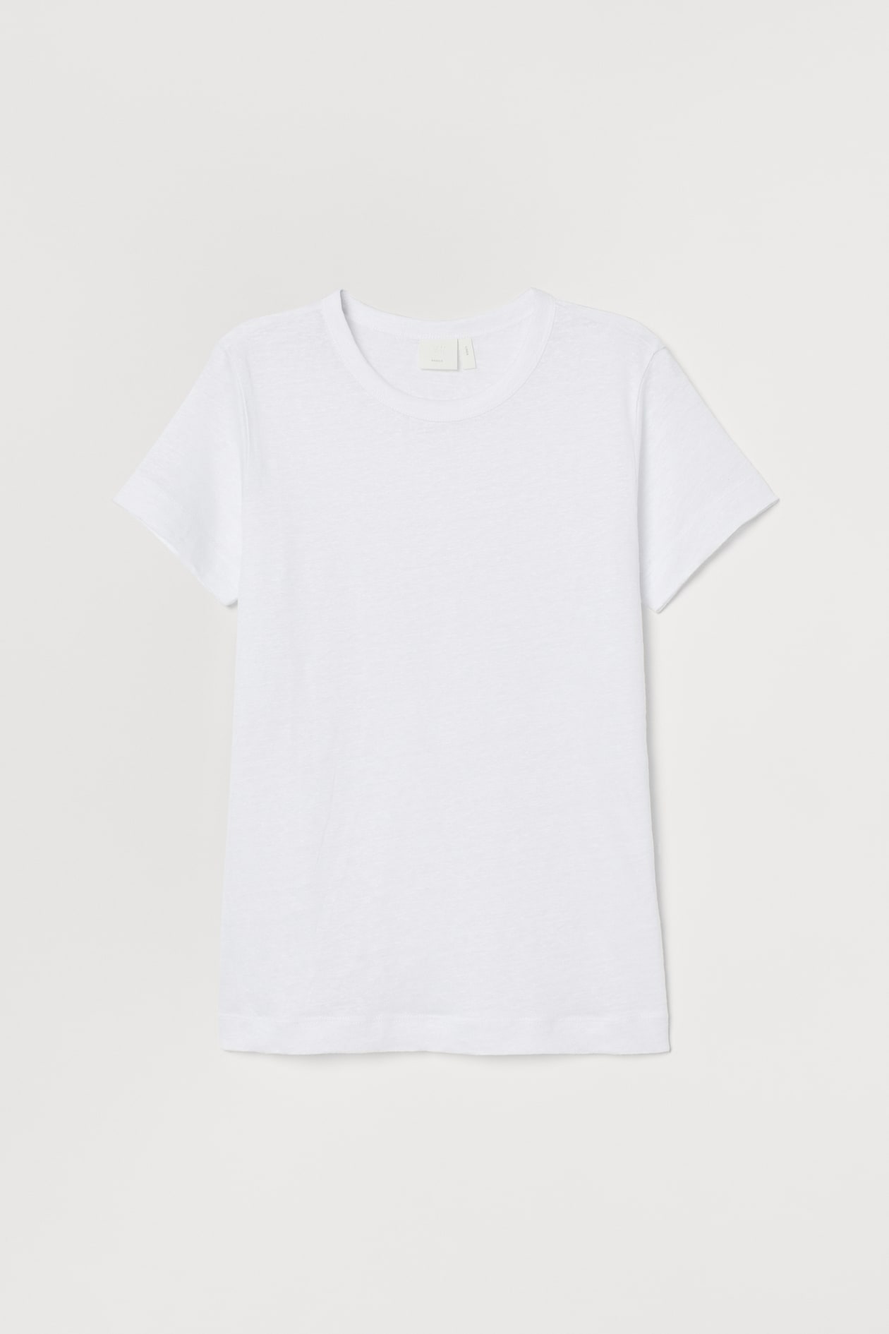 Linen T-shirt - Round Neck - Short sleeve - White - Ladies | H&M US