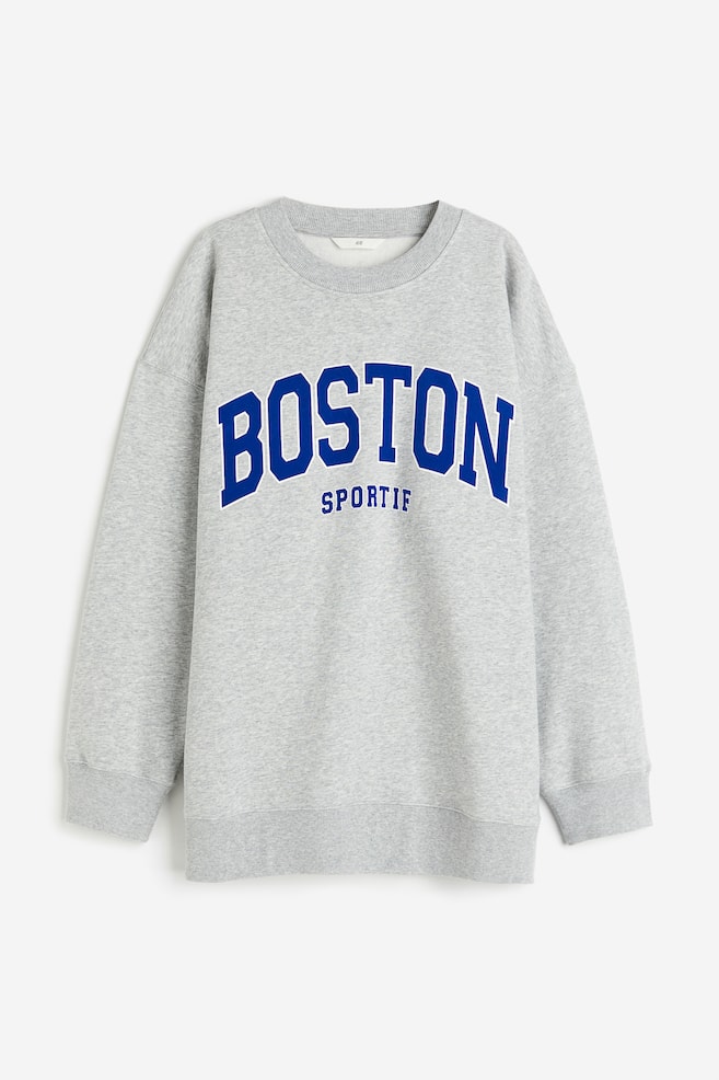 Printed sweatshirt - Light grey marl/Boston - 2