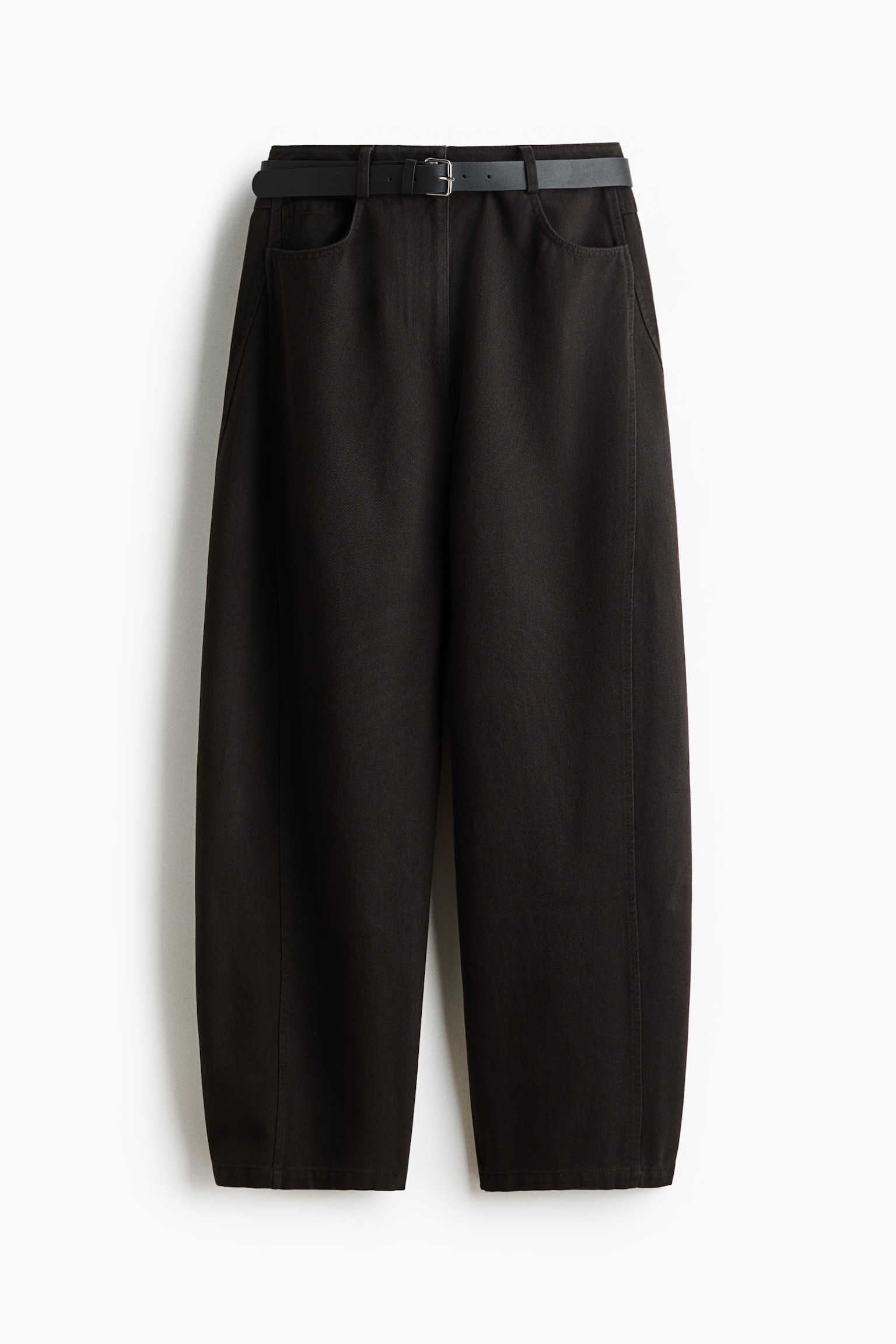Barrel High Waist Jeans - Czarny/Ciemnobrązowy/Kremowy - 1