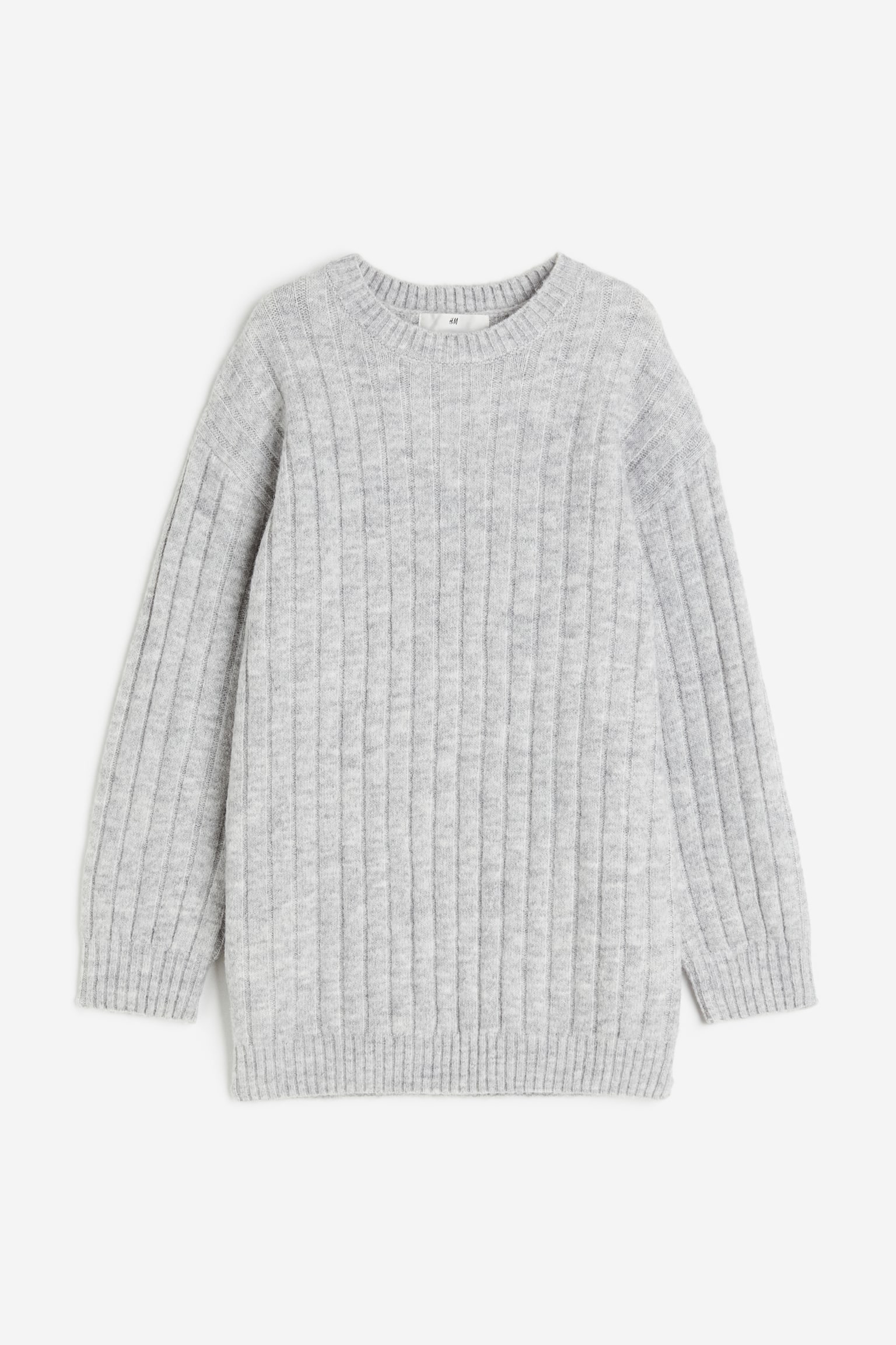 Oversized knitted dress - Light grey marl - 1