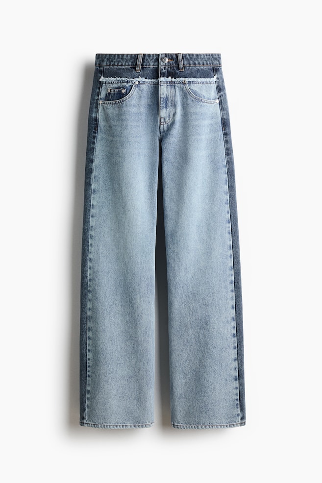 Two-tone straight-leg jeans - Light denim blue - 1
