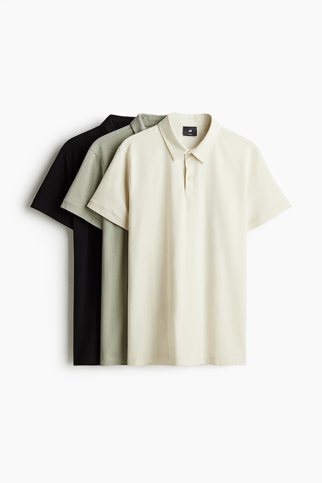 Polo Slim Fit 3 pezzi - Beige chiaro/nero/verde scuro - 1